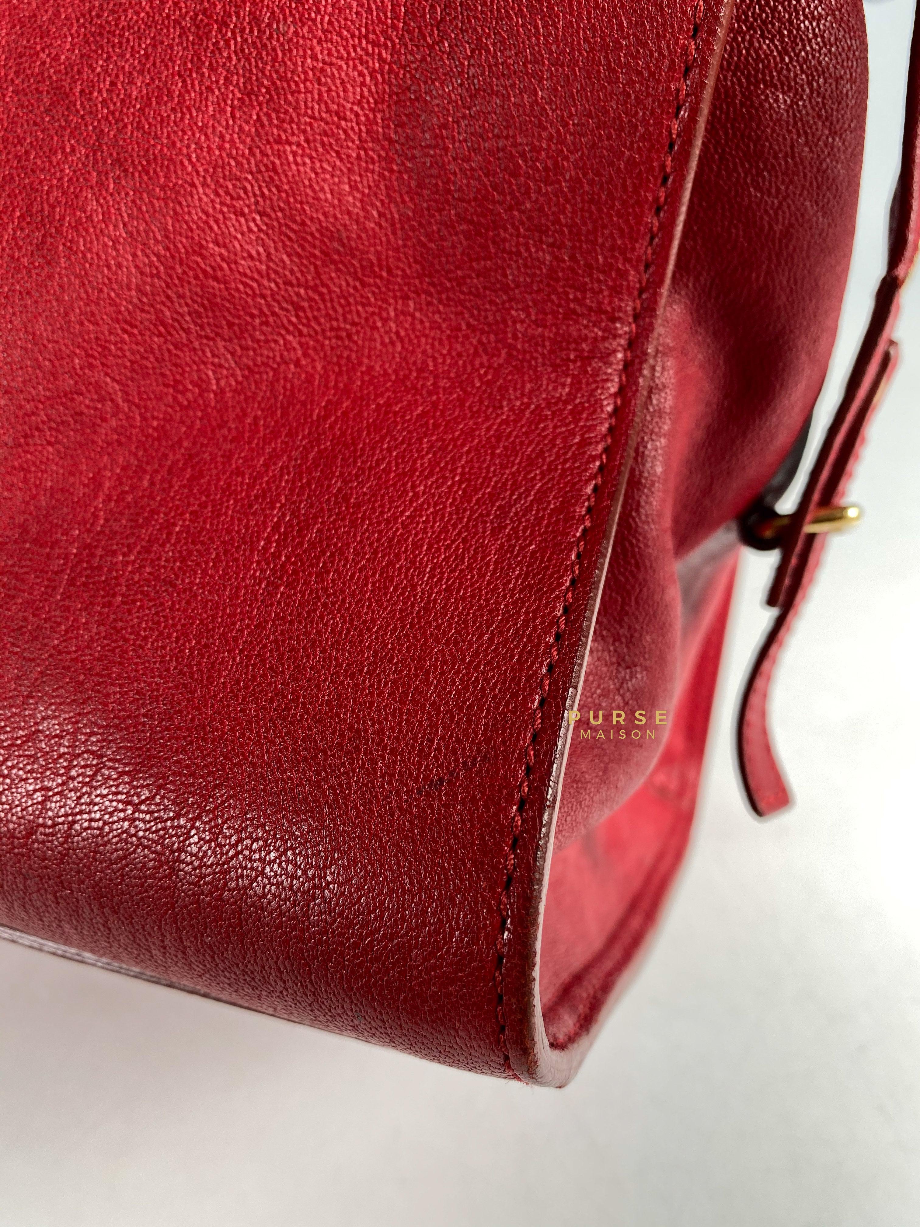 YSL Cabas Chyc Medium in Gold Hardware (Red) | Purse Maison Luxury Bags Shop