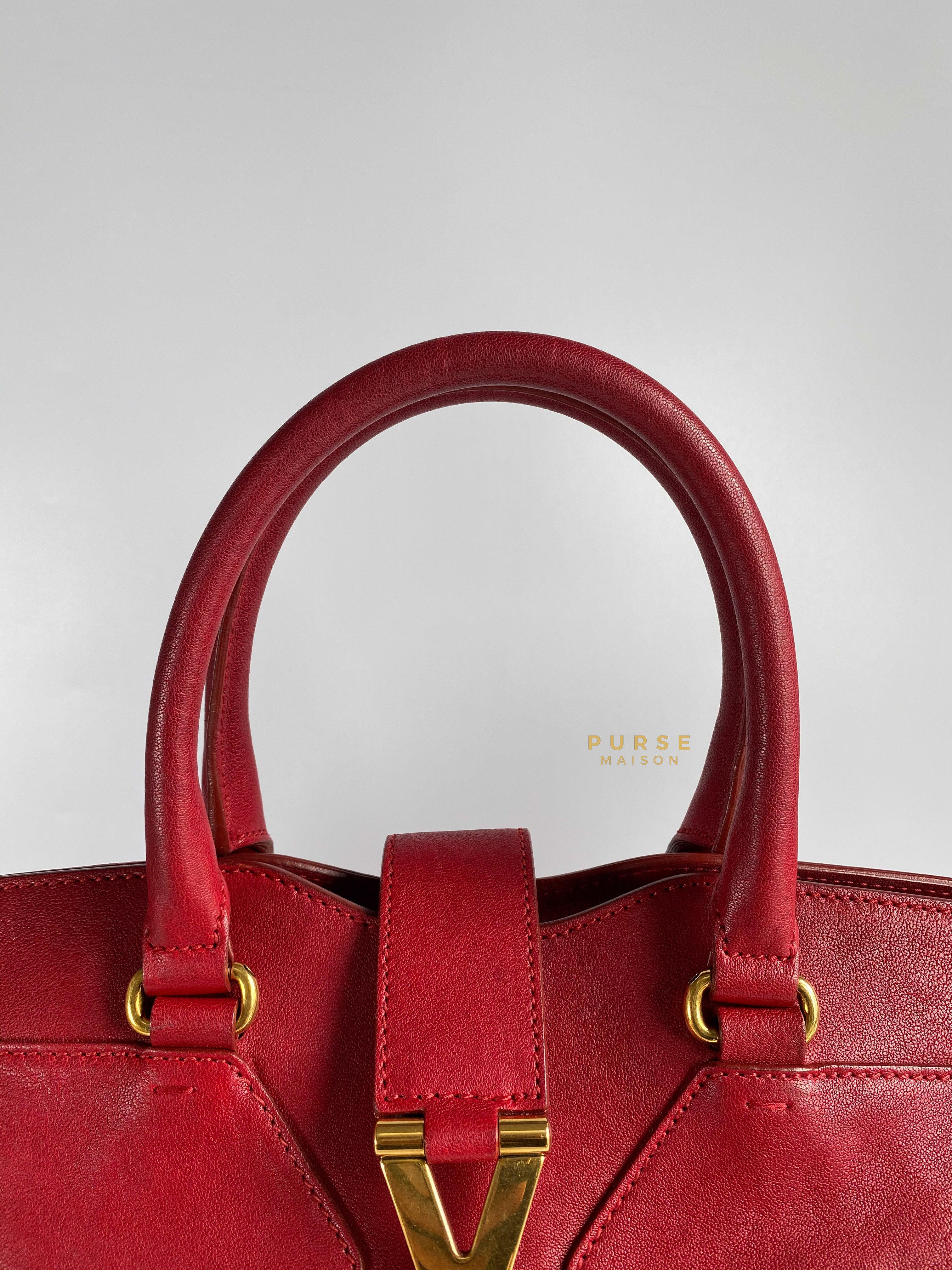 YSL Cabas Chyc Medium in Gold Hardware (Red) | Purse Maison Luxury Bags Shop