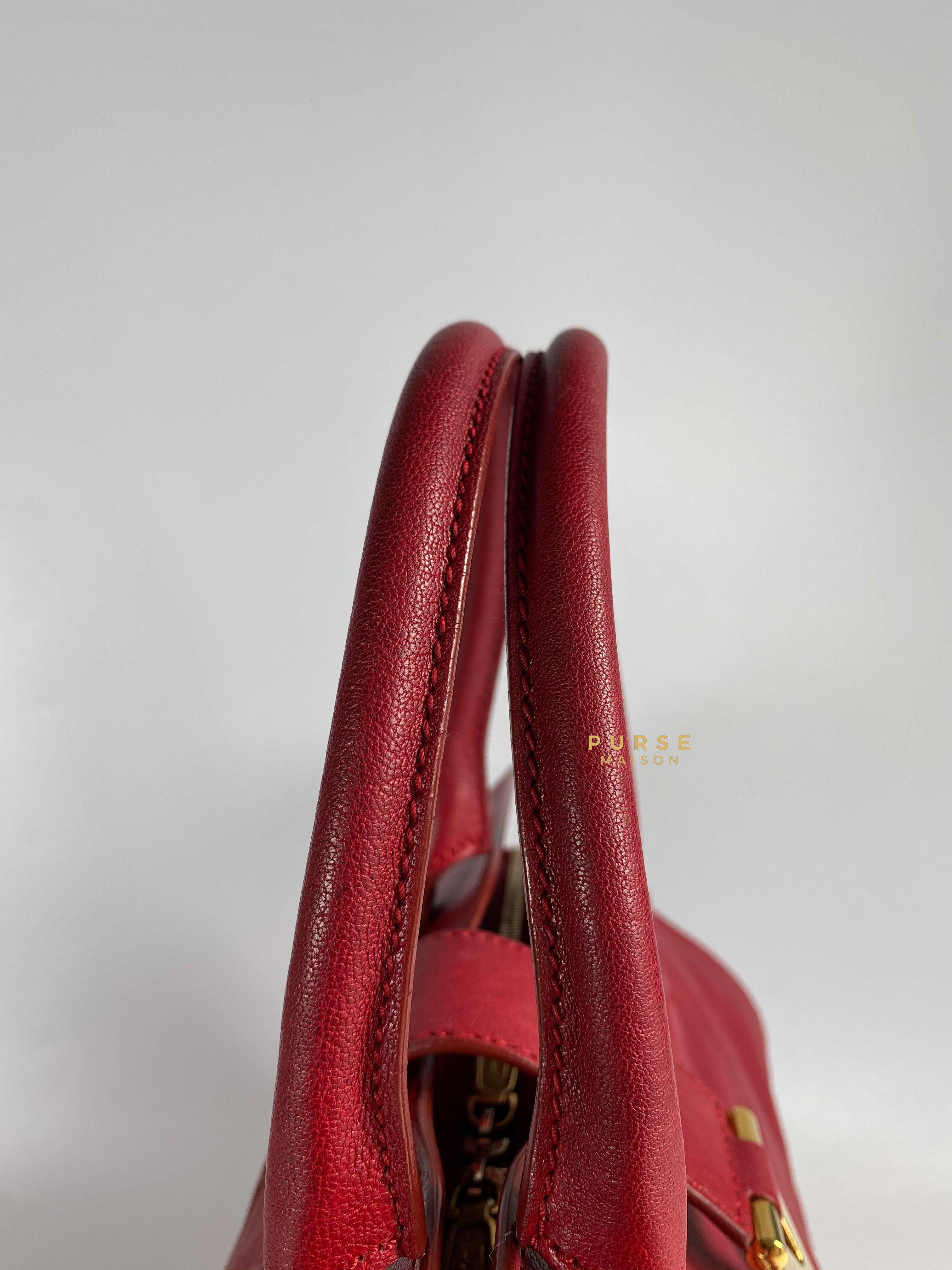 Ysl red leather online purse