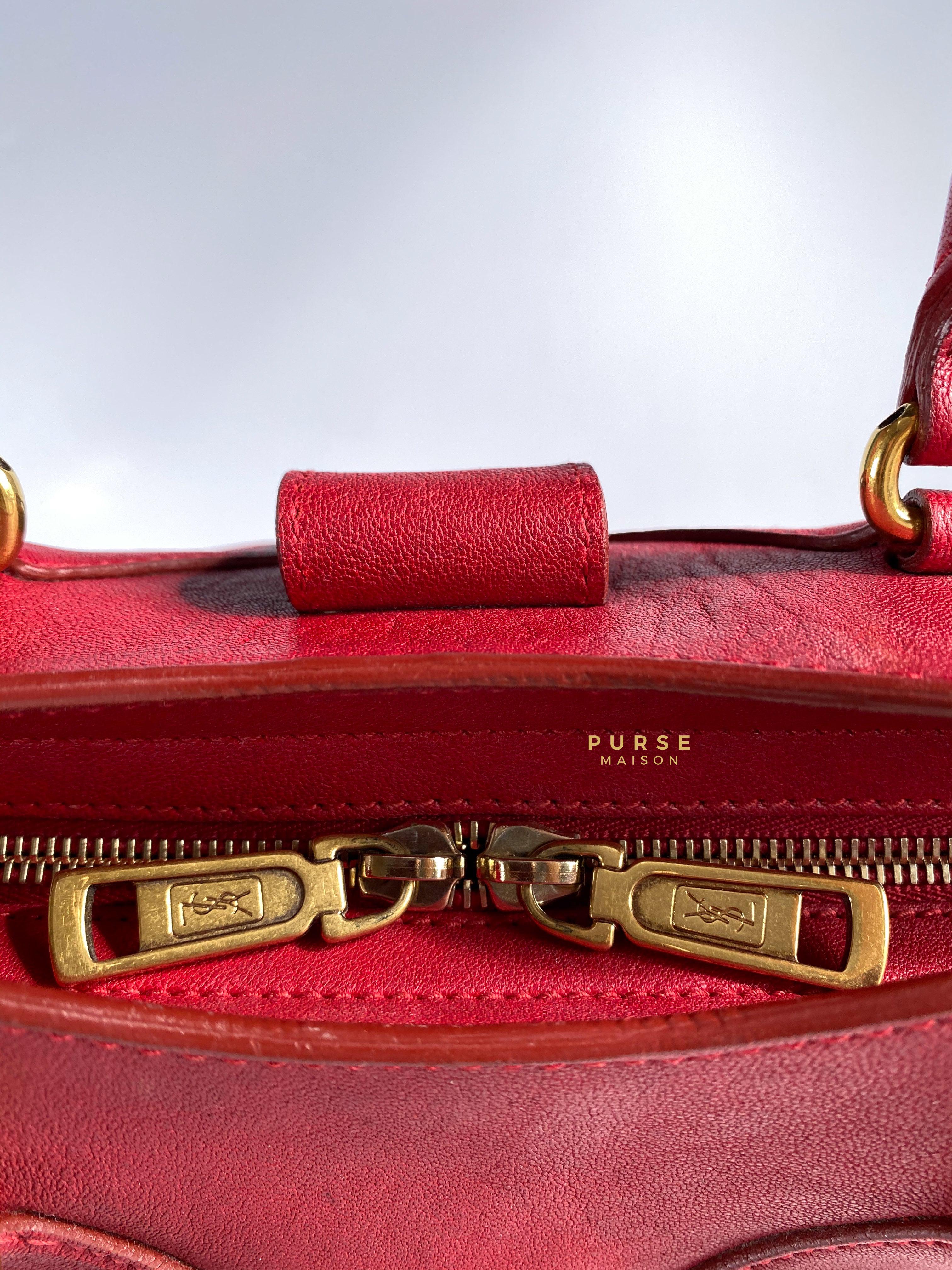 YSL Cabas Chyc Medium in Gold Hardware (Red) | Purse Maison Luxury Bags Shop