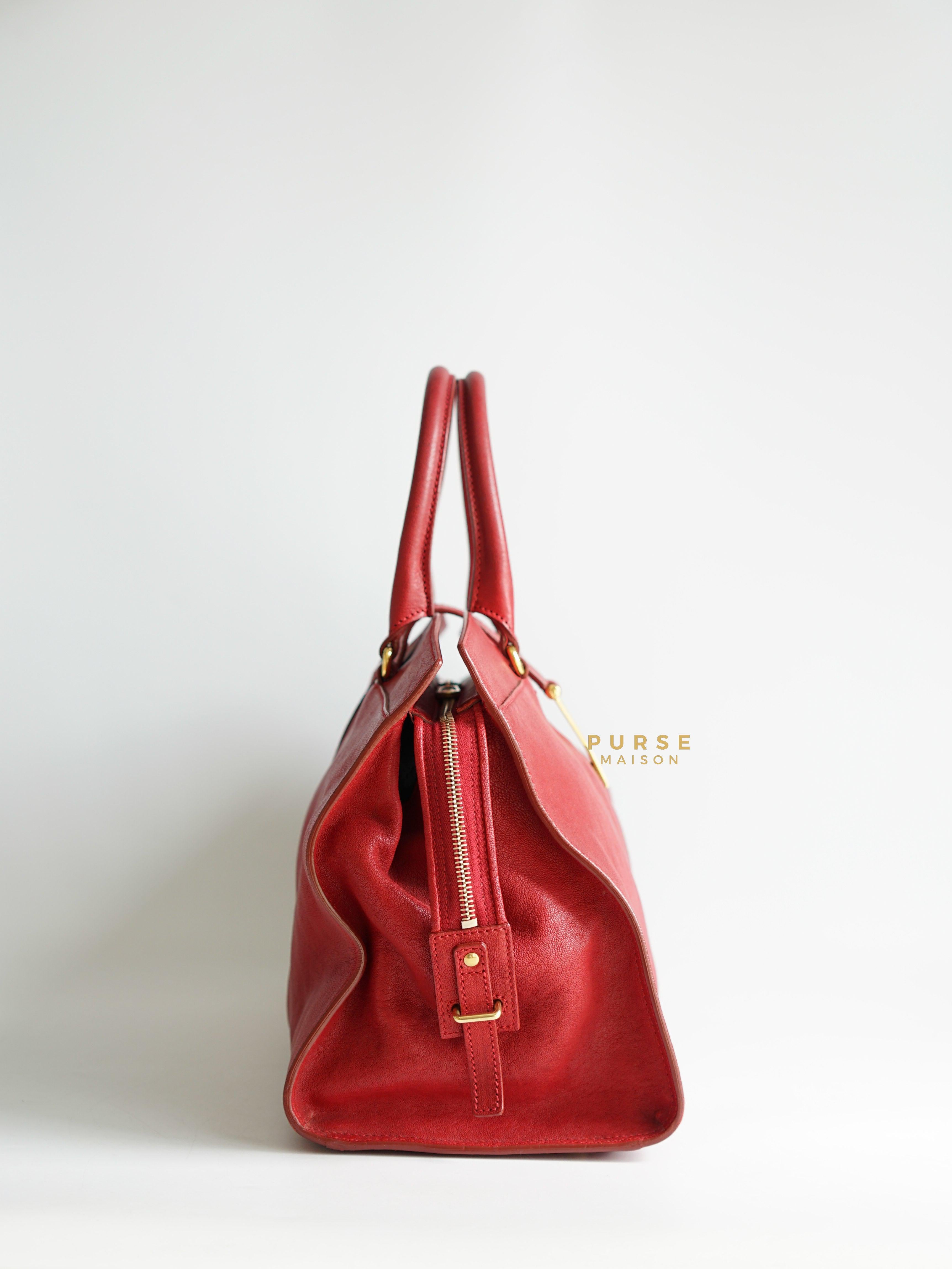 YSL Cabas Chyc Medium in Gold Hardware (Red) | Purse Maison Luxury Bags Shop