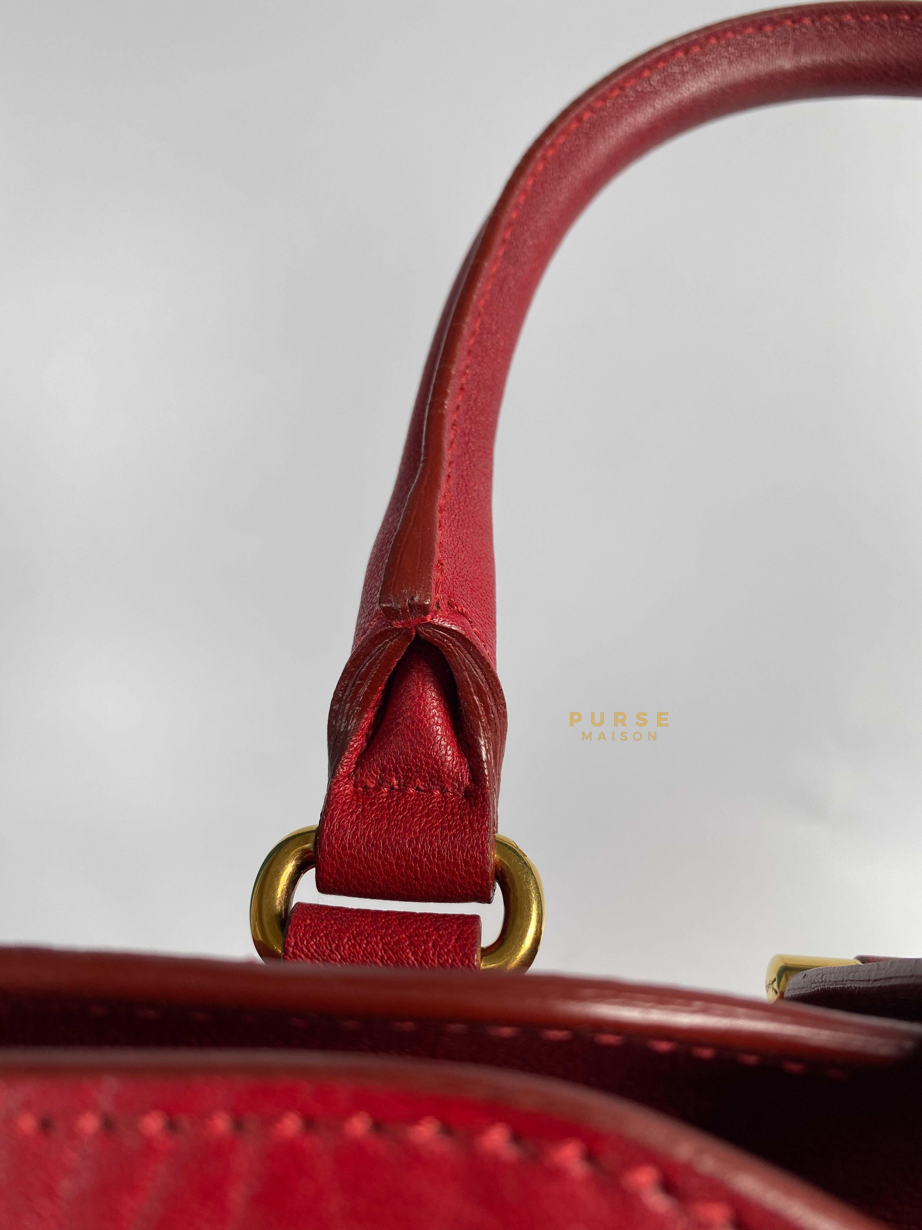 YSL Cabas Chyc Medium in Gold Hardware (Red) | Purse Maison Luxury Bags Shop