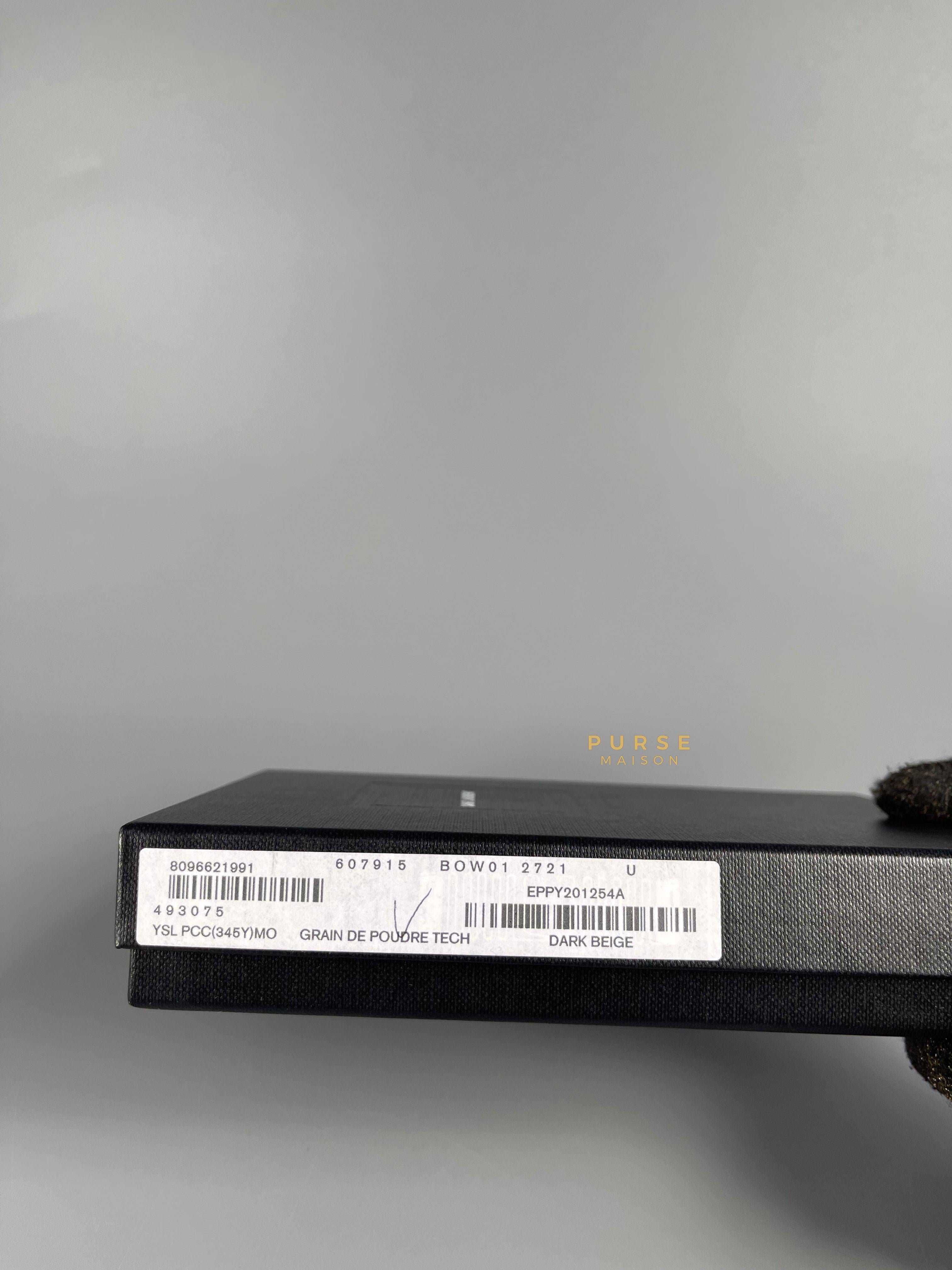 YSL Card Holder Dark Beige Grain De Poudre Matelasse Chevron Monogram | Purse Maison Luxury Bags Shop