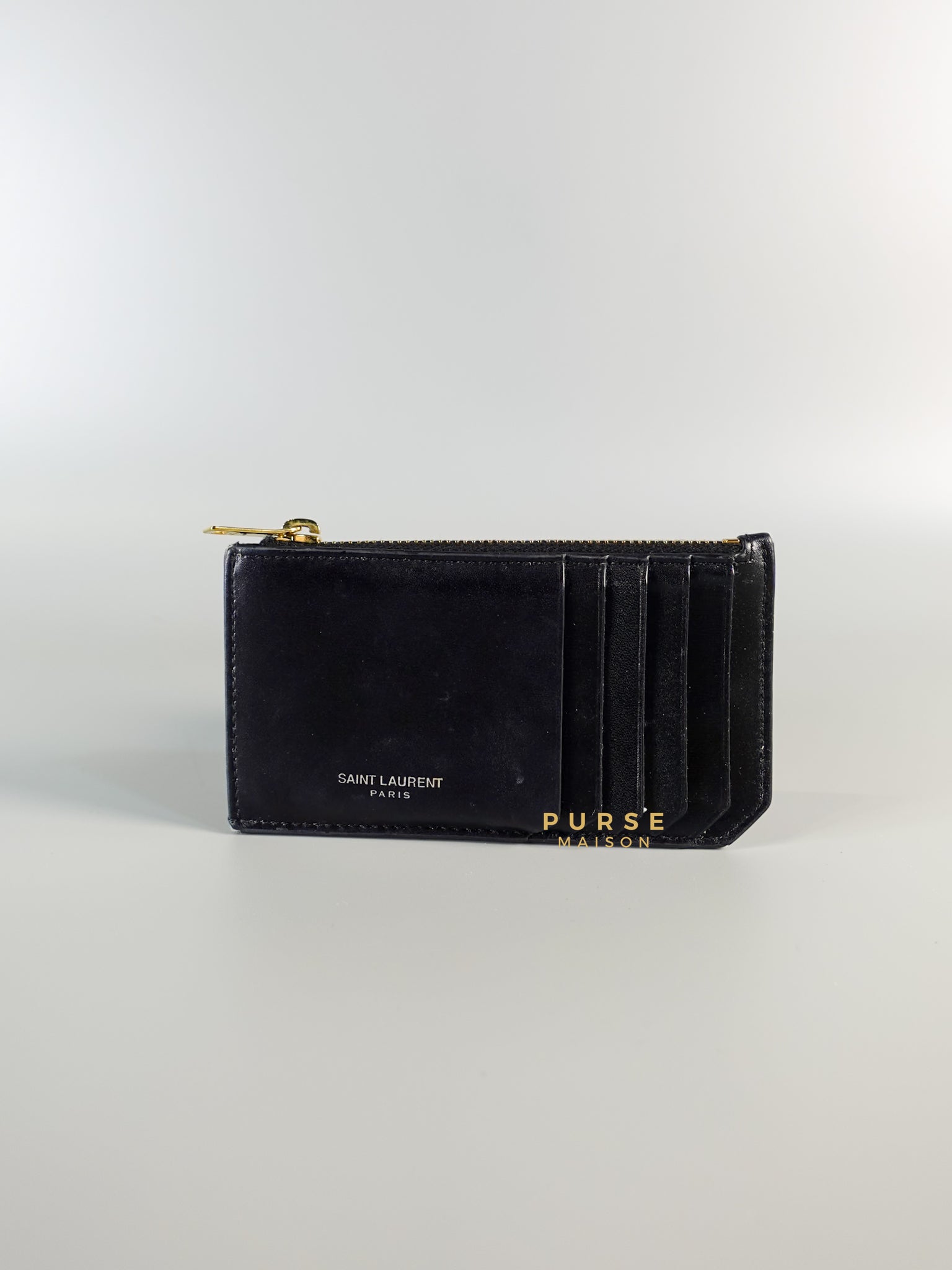 YSL Card Holder in Black Leather | Purse Maison Luxury Bags Shop