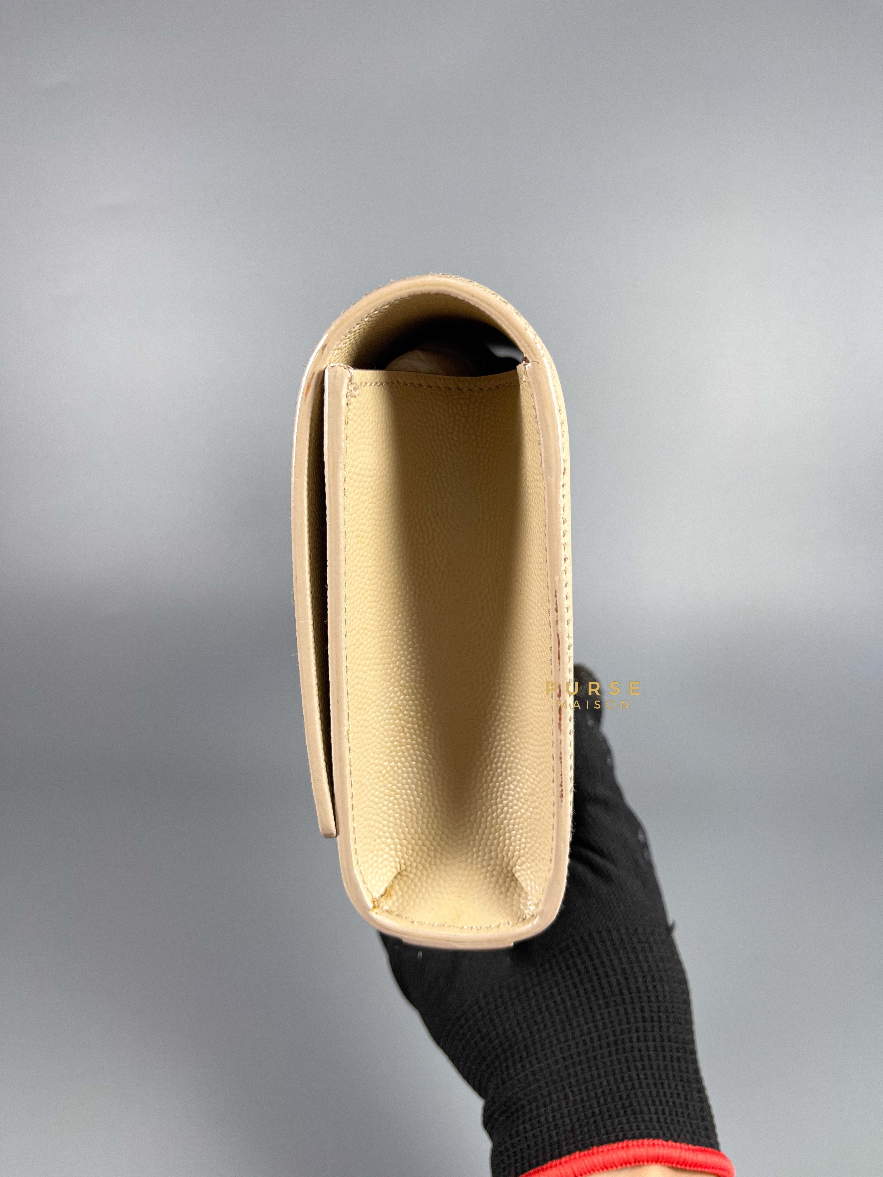 YSL Clutch Beige in Gold Hardware | Purse Maison Luxury Bags Shop