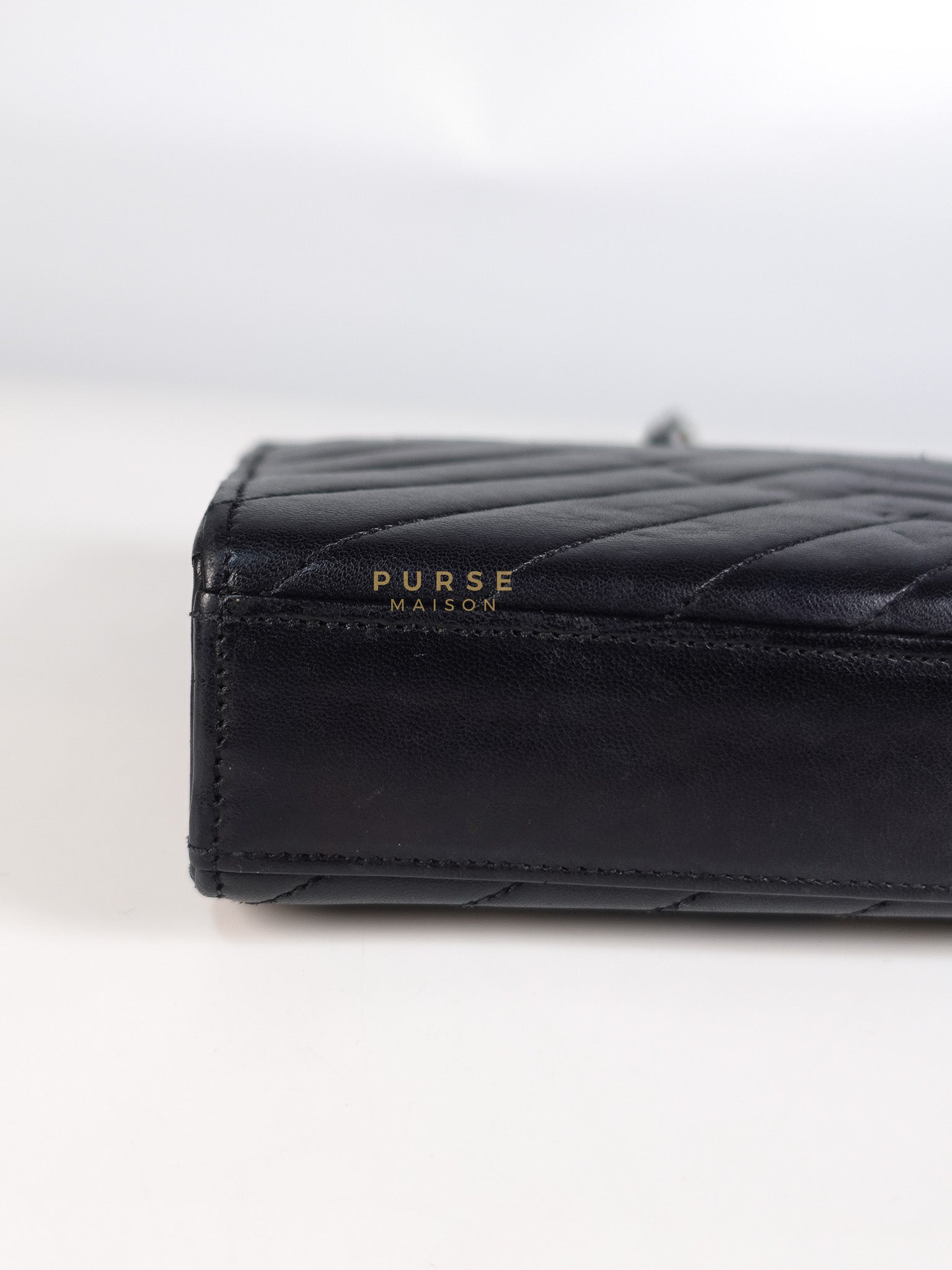 YSL College Black Chevron Lambskin Shoulder Bag | Purse Maison Luxury Bags Shop