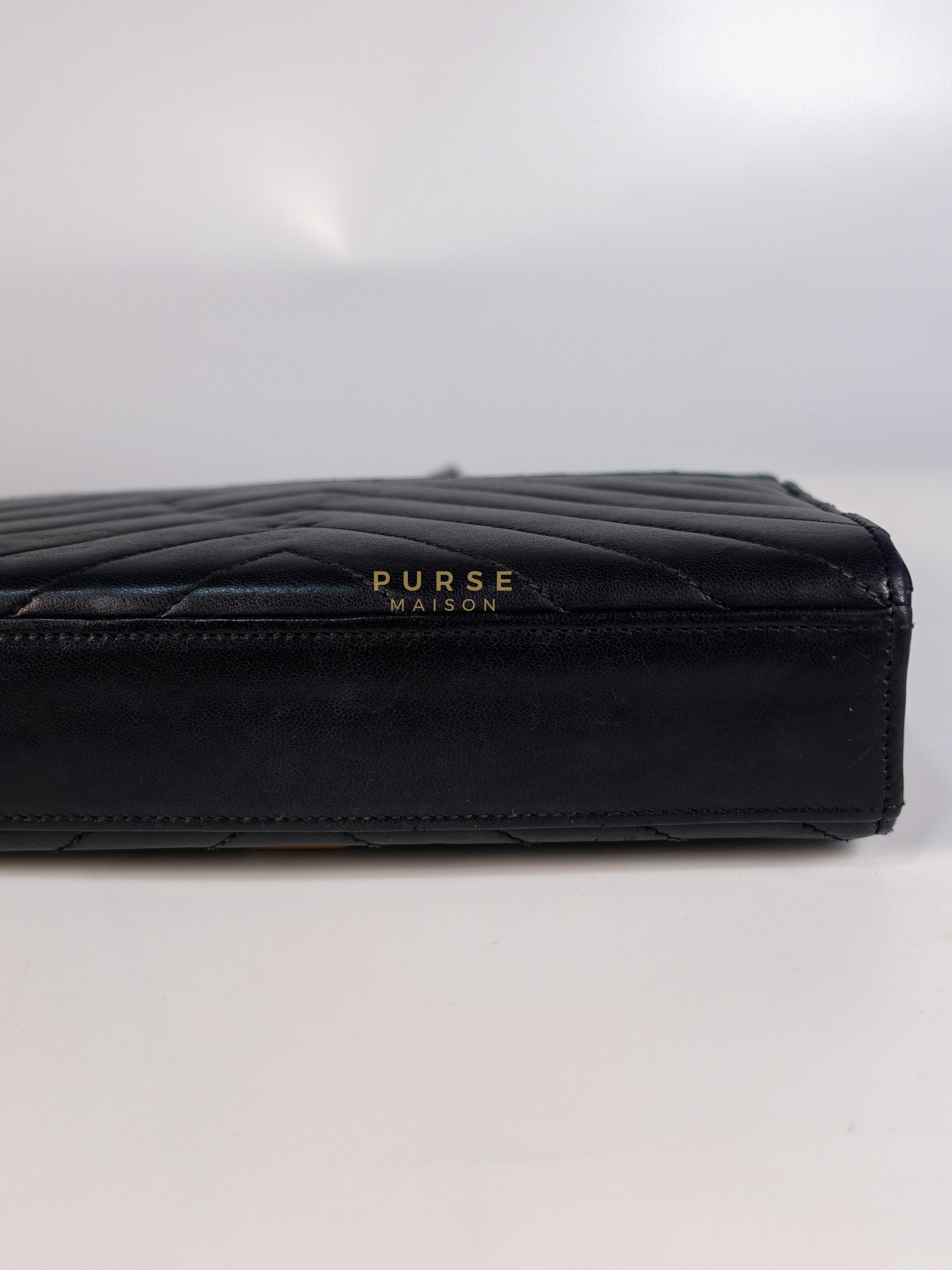 YSL College Black Chevron Lambskin Shoulder Bag | Purse Maison Luxury Bags Shop