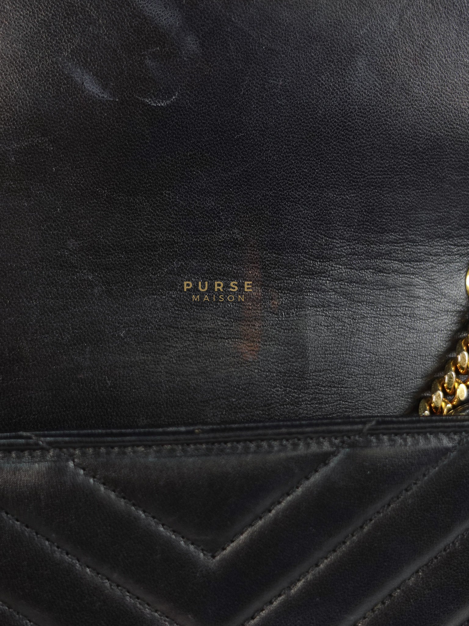 YSL College Black Chevron Lambskin Shoulder Bag | Purse Maison Luxury Bags Shop