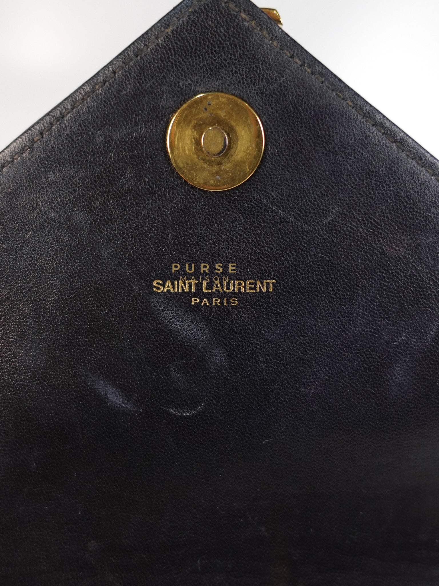 YSL College Black Chevron Lambskin Shoulder Bag | Purse Maison Luxury Bags Shop