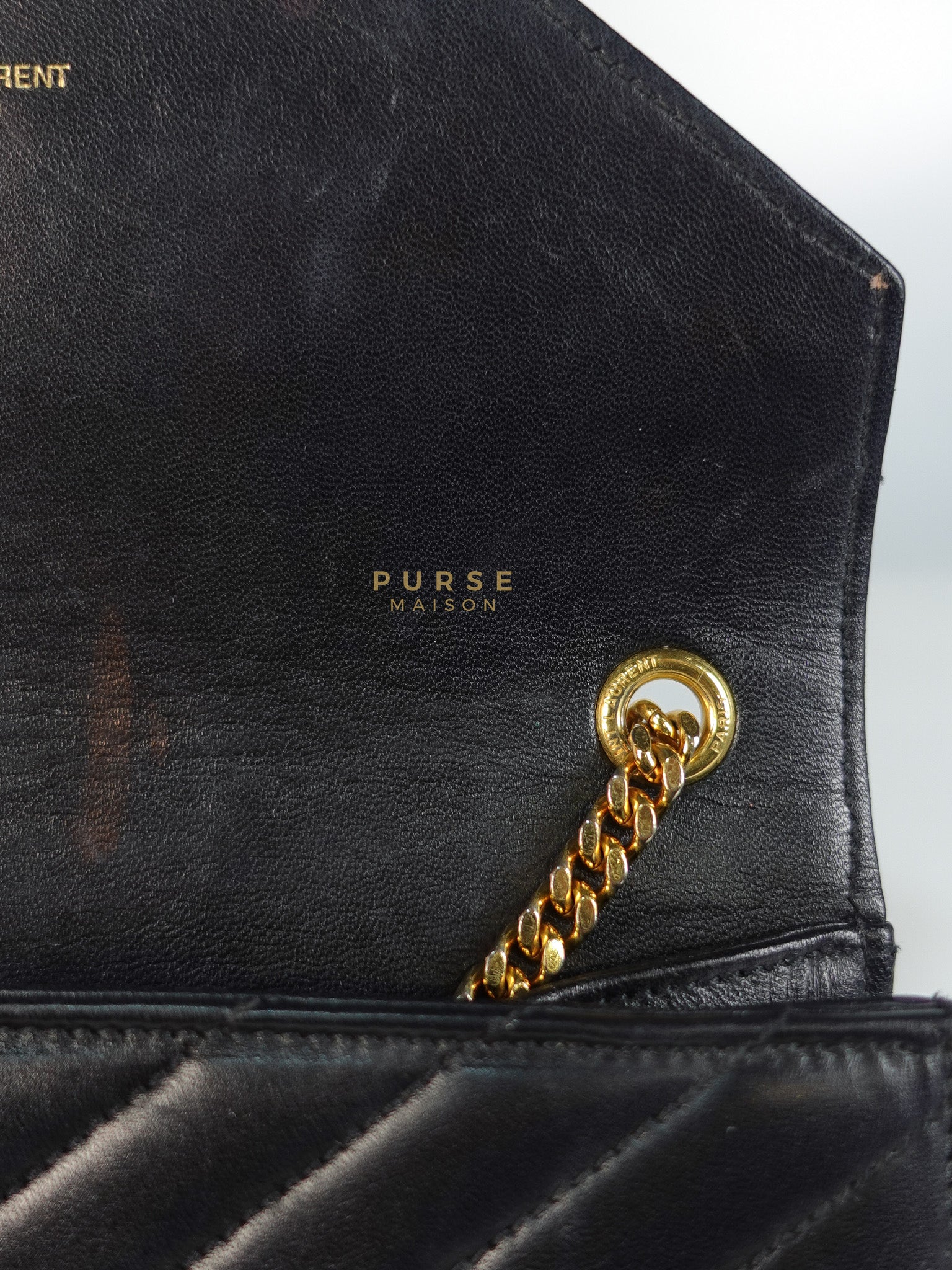 YSL College Black Chevron Lambskin Shoulder Bag | Purse Maison Luxury Bags Shop