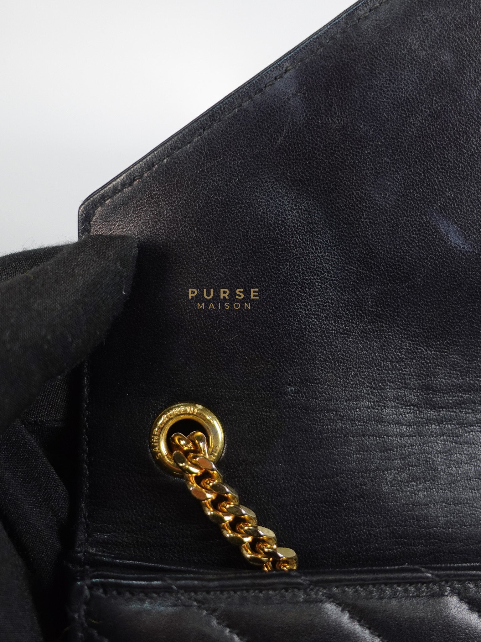 YSL College Black Chevron Lambskin Shoulder Bag | Purse Maison Luxury Bags Shop