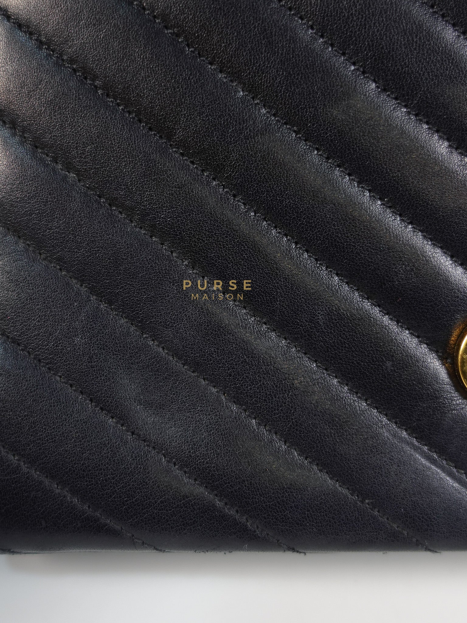YSL College Black Chevron Lambskin Shoulder Bag | Purse Maison Luxury Bags Shop
