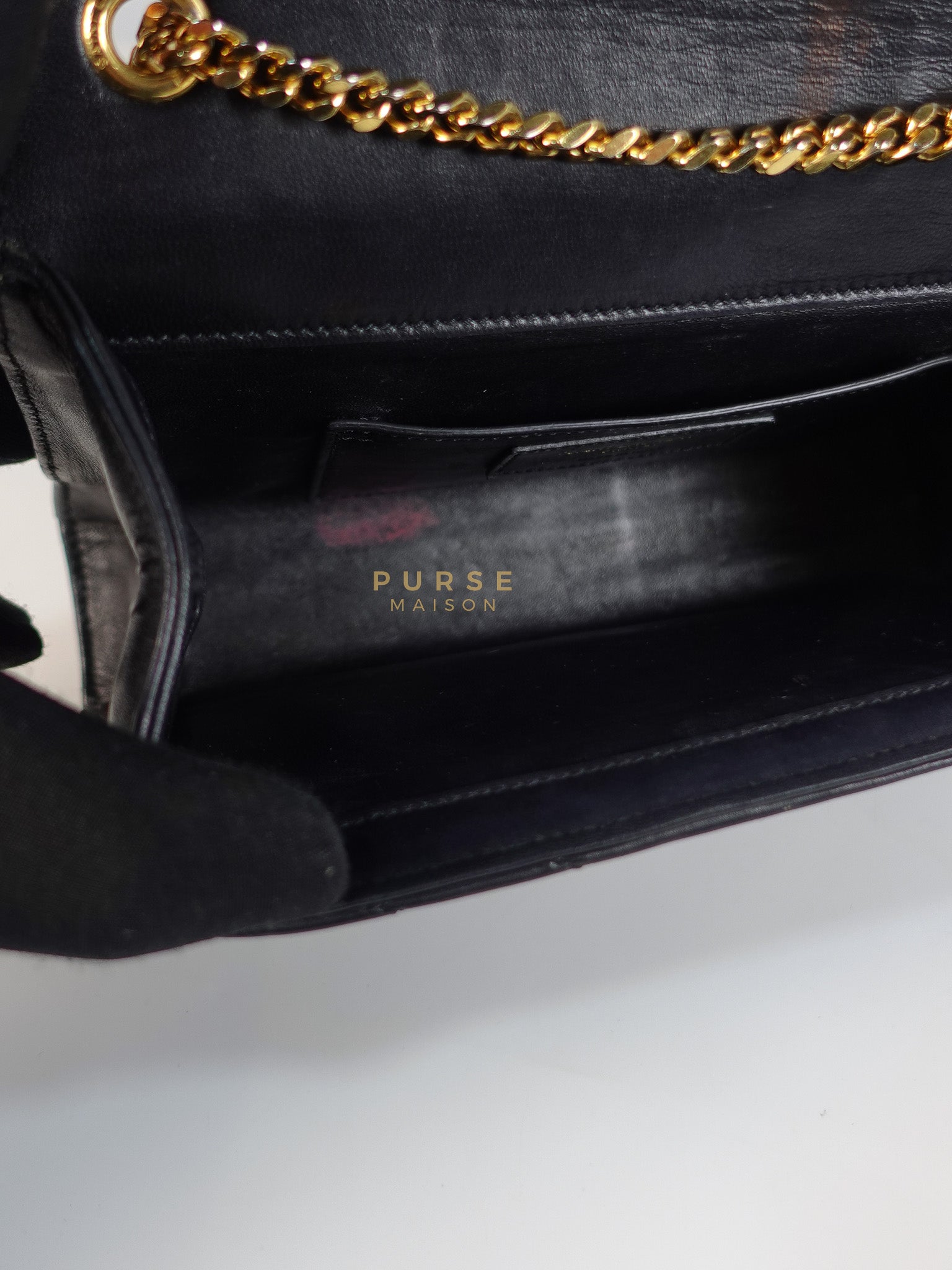 YSL College Black Chevron Lambskin Shoulder Bag | Purse Maison Luxury Bags Shop