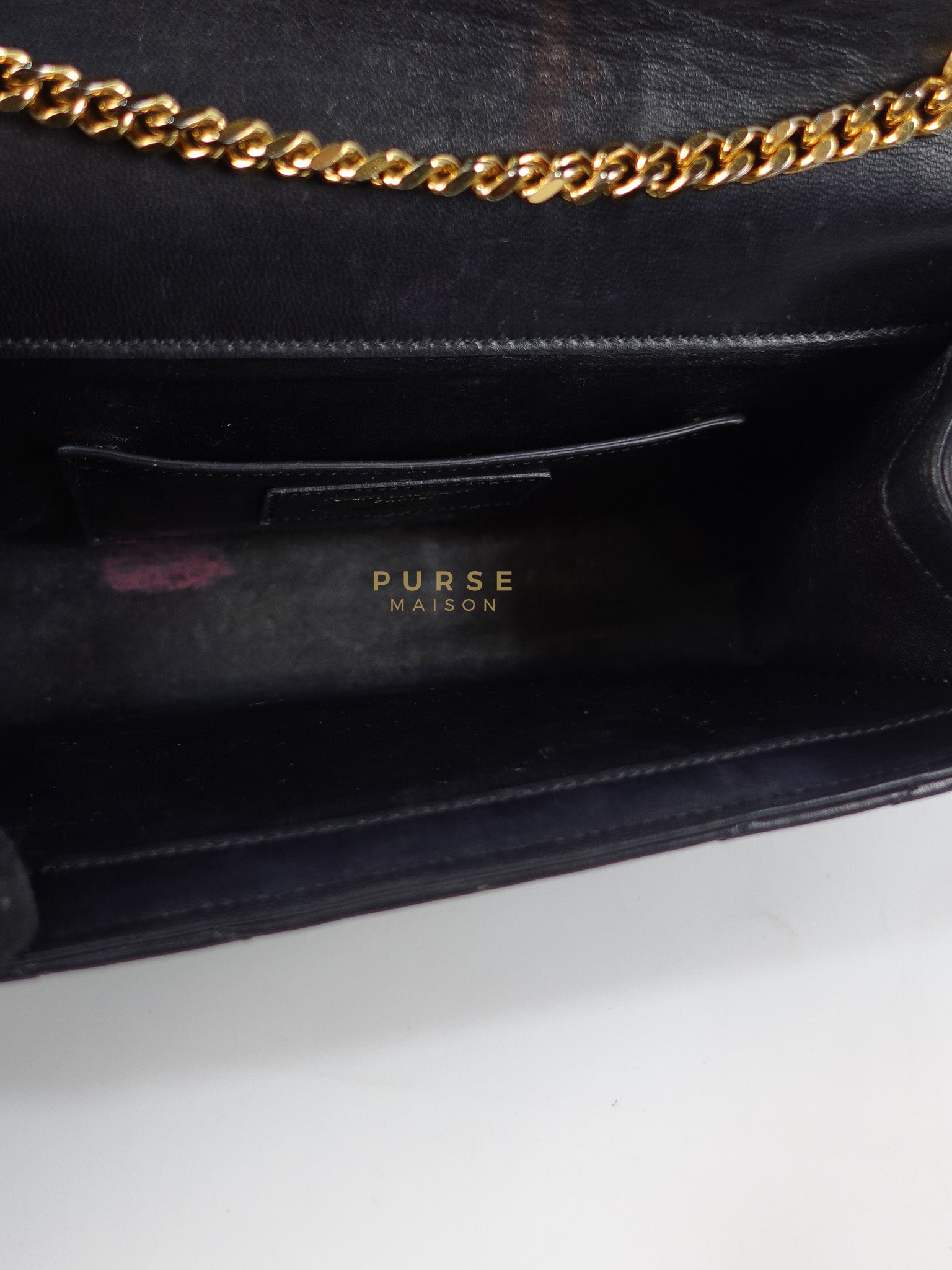 YSL College Black Chevron Lambskin Shoulder Bag | Purse Maison Luxury Bags Shop