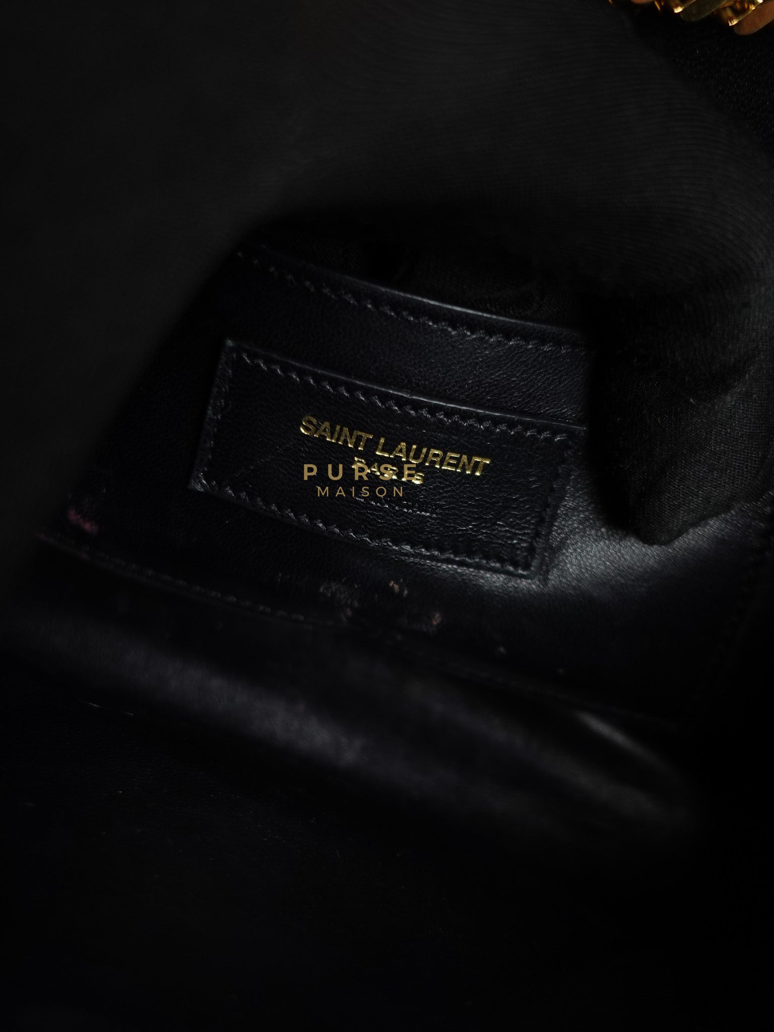 YSL College Black Chevron Lambskin Shoulder Bag | Purse Maison Luxury Bags Shop