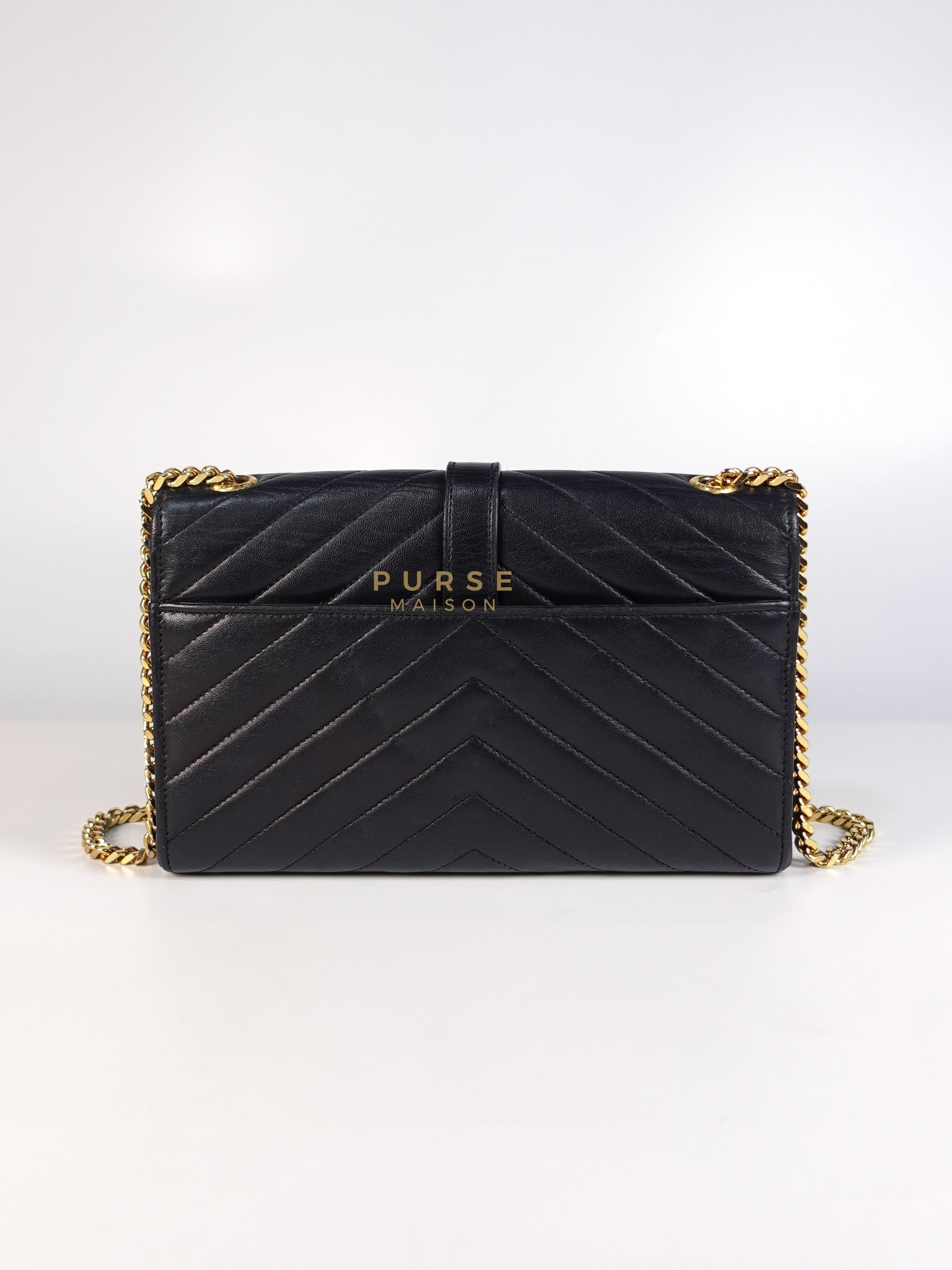 YSL College Black Chevron Lambskin Shoulder Bag | Purse Maison Luxury Bags Shop