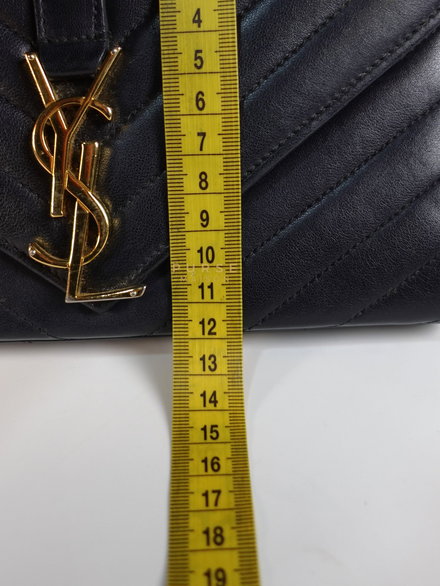 YSL College Black Chevron Lambskin Shoulder Bag | Purse Maison Luxury Bags Shop