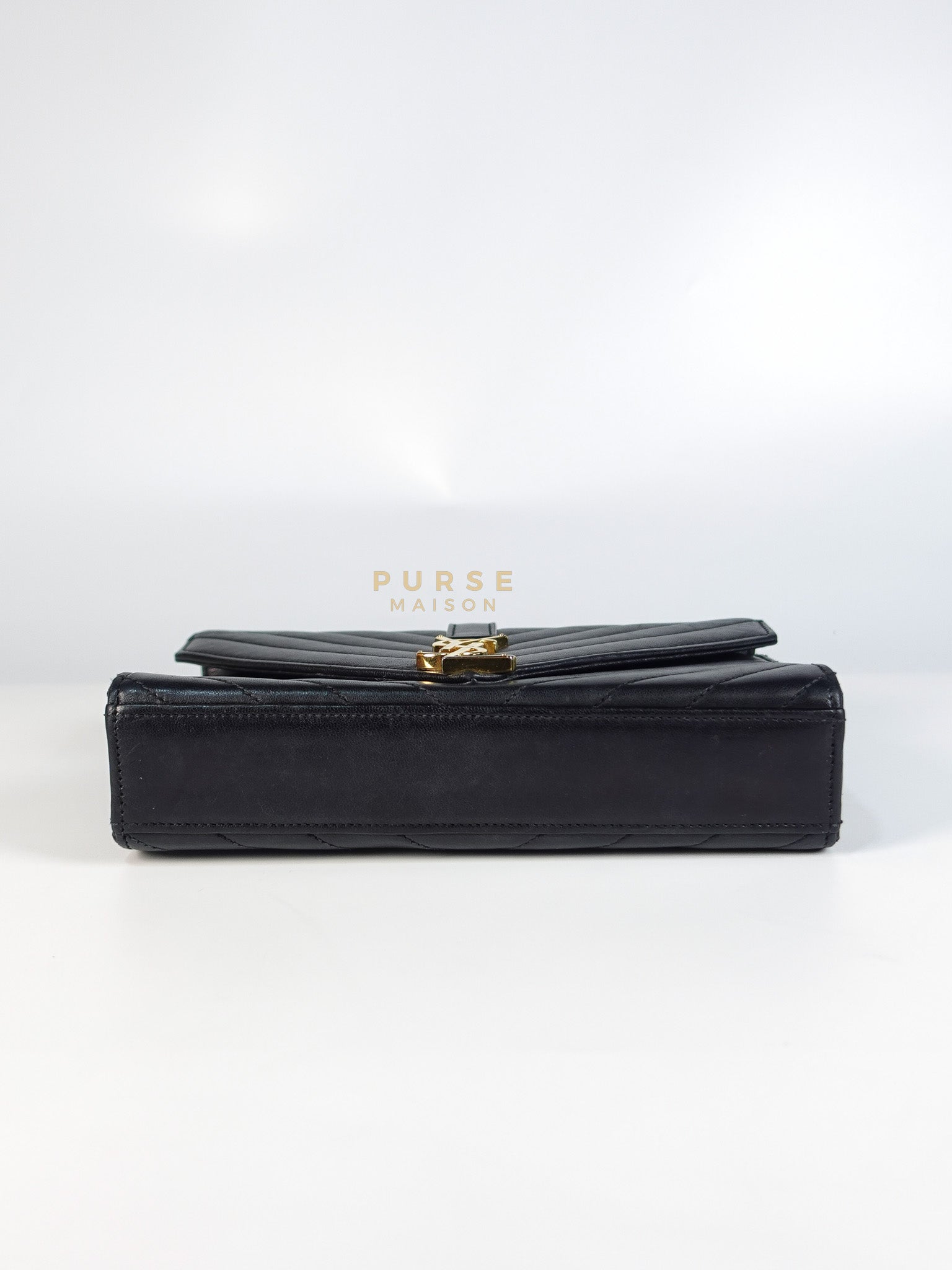 YSL College Black Chevron Lambskin Shoulder Bag | Purse Maison Luxury Bags Shop