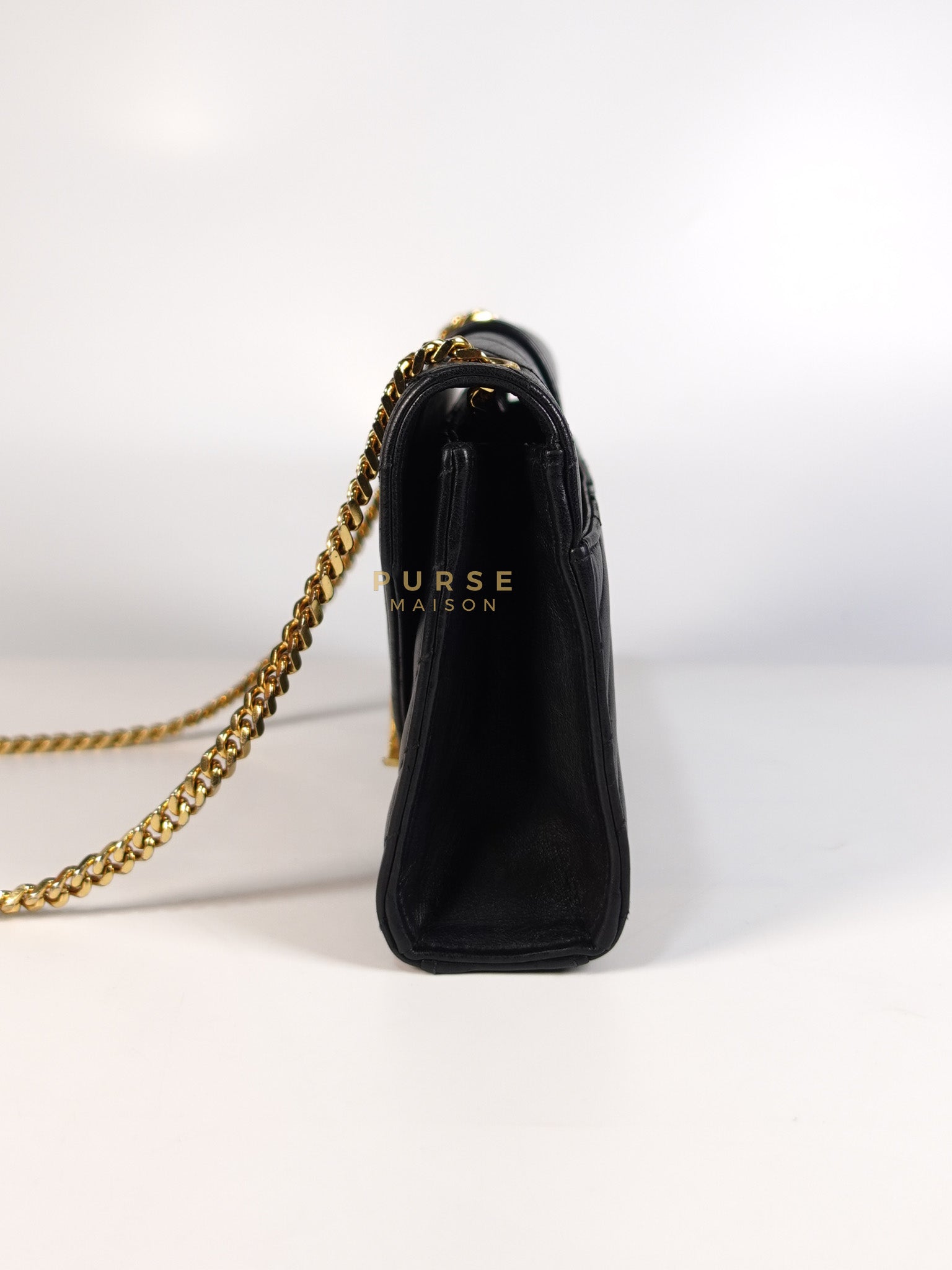 YSL College Black Chevron Lambskin Shoulder Bag | Purse Maison Luxury Bags Shop