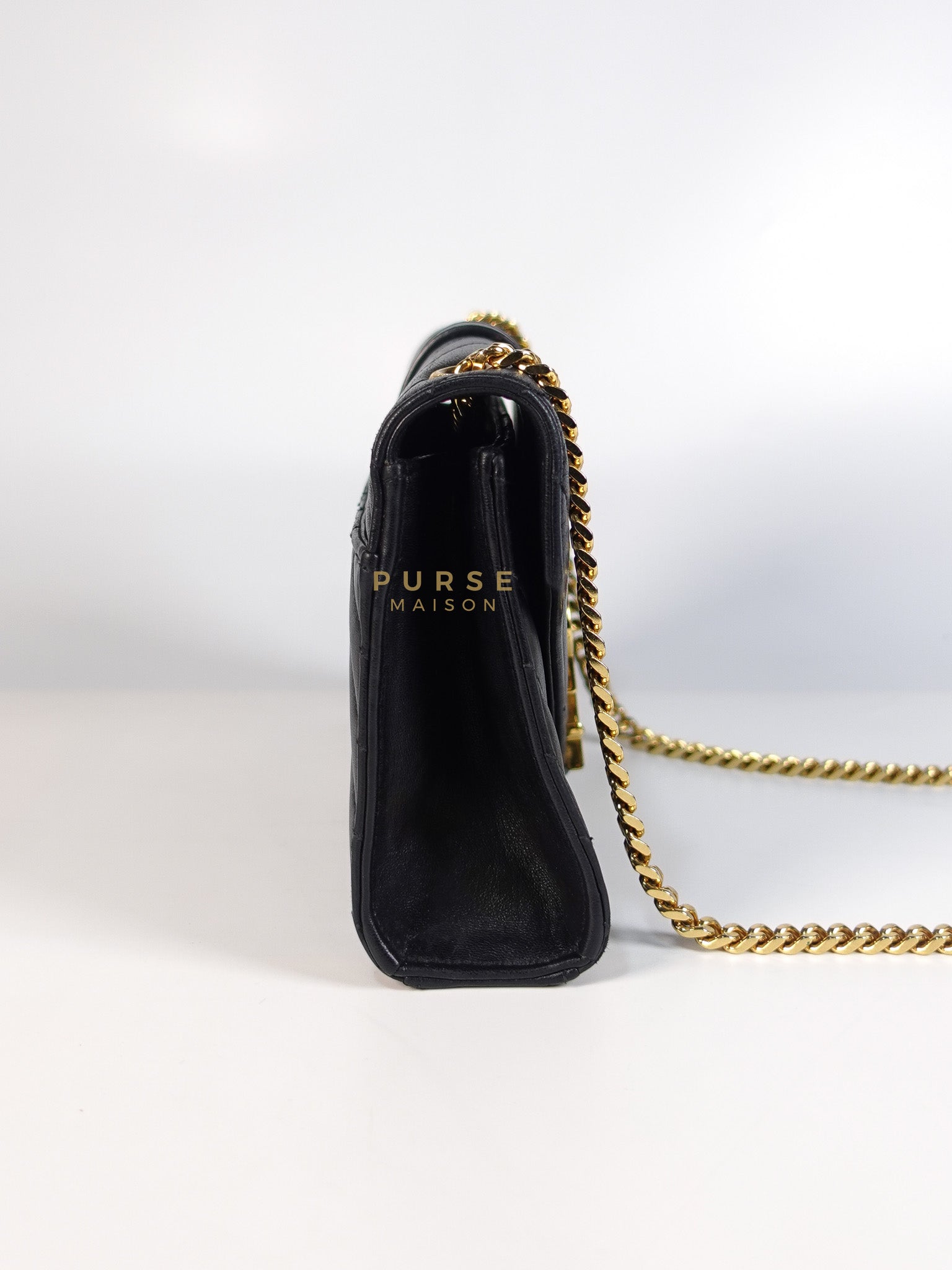 YSL College Black Chevron Lambskin Shoulder Bag | Purse Maison Luxury Bags Shop