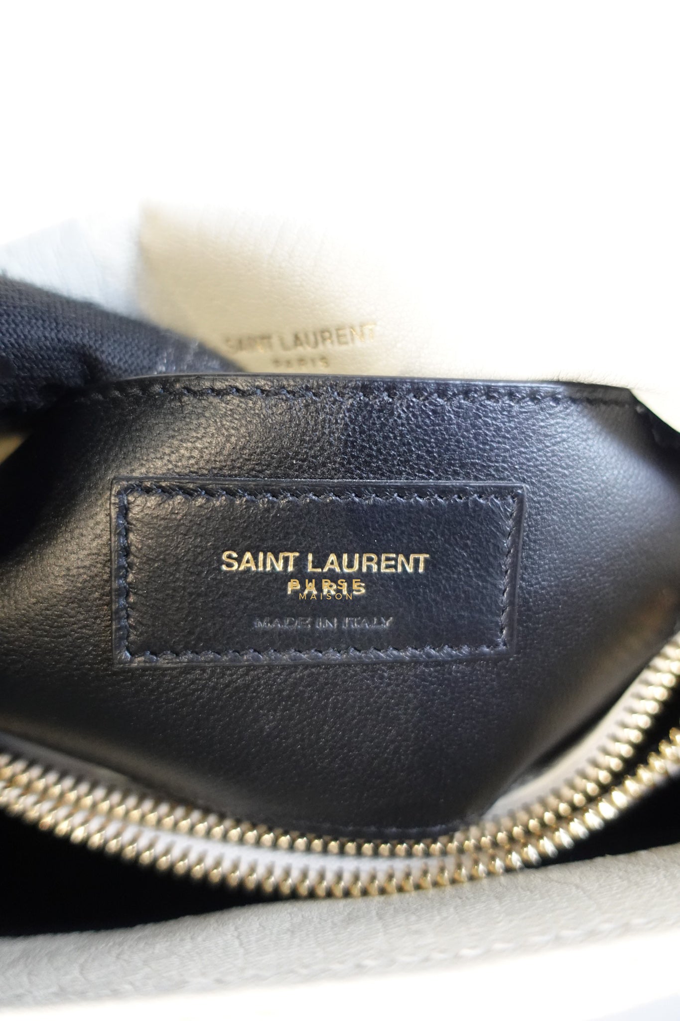 YSL College Medium in White Sheepskin and Aged Gold Hardware | Purse Maison Luxury Bags Shop