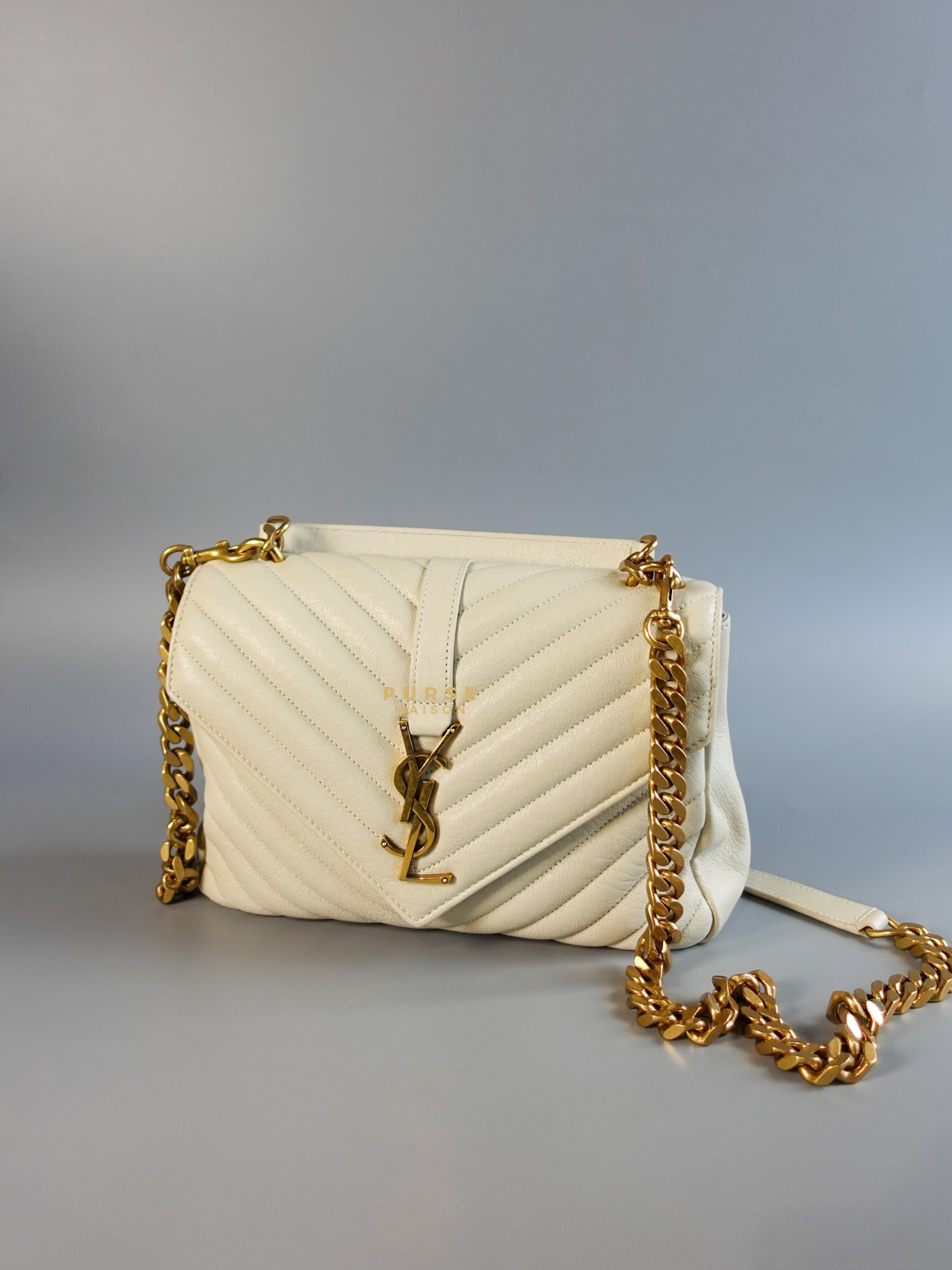 Chanel Ysl Envelope Bag Dupe YSL College Medium In White Sheepskin