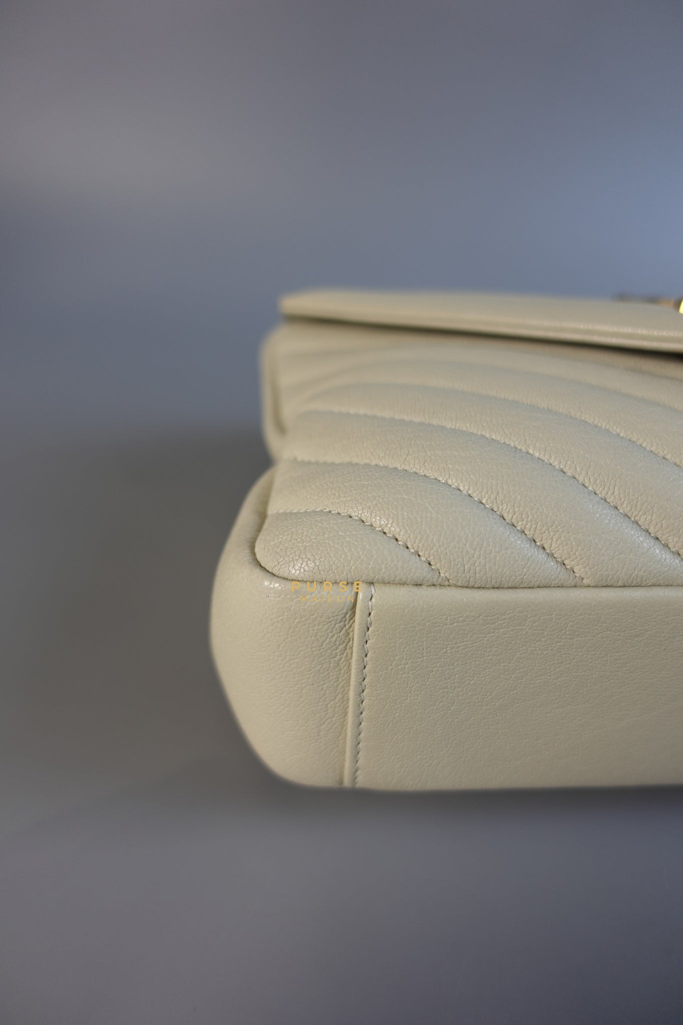 YSL College Medium in White Sheepskin and Aged Gold Hardware | Purse Maison Luxury Bags Shop