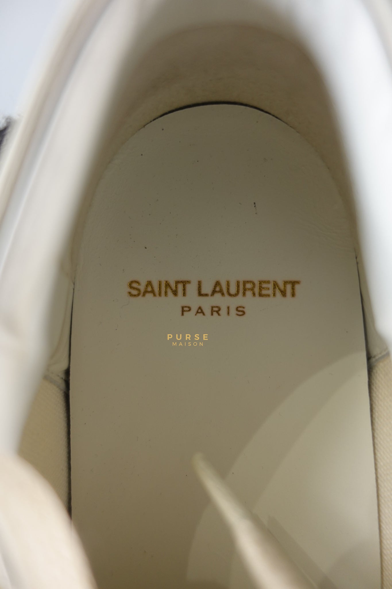 YSL Distressed Canvas Court Classic Ivory White Sneakers Size 39 (25cm) | Purse Maison Luxury Bags Shop