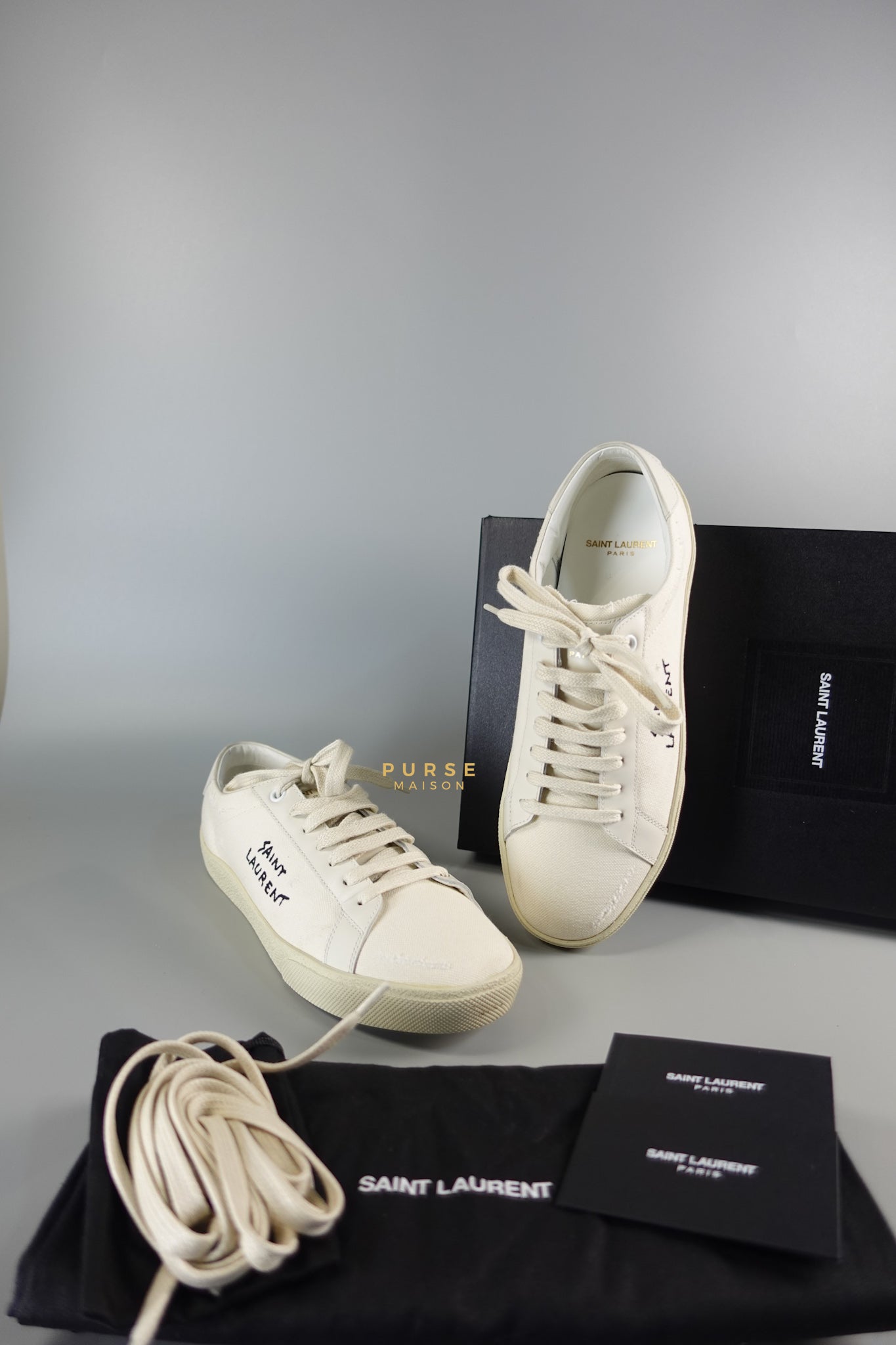 スニーカー Saint Laurent Court Classic Sl 06 Canvas Sneakers SAINT LAURENT Court Classic SL/06 distressed logo