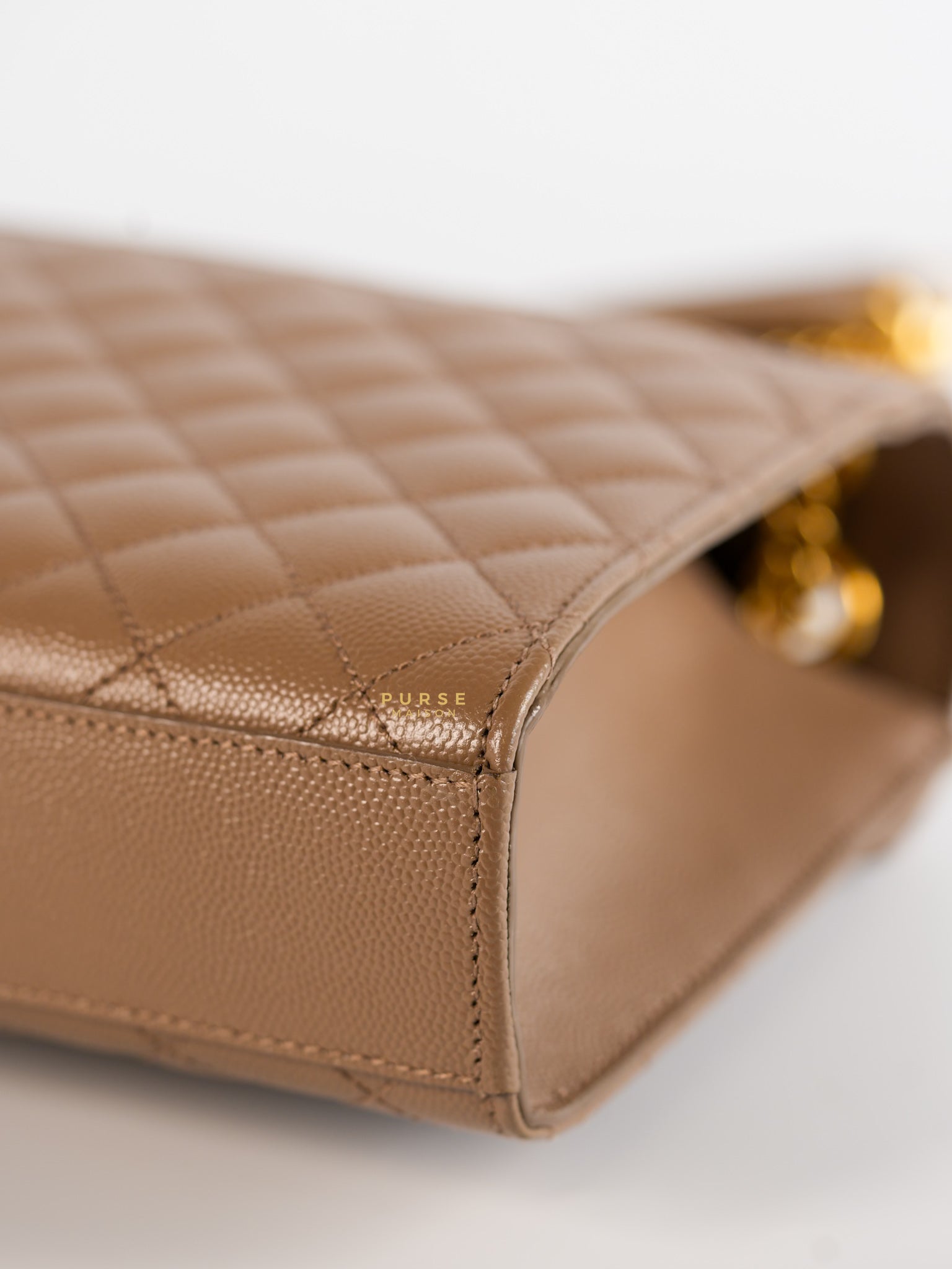 YSL Envelope Medium Bag in Mix Matelasse Grain De Poudre Embossed Dark Beige Leather | Purse Maison Luxury Bags Shop
