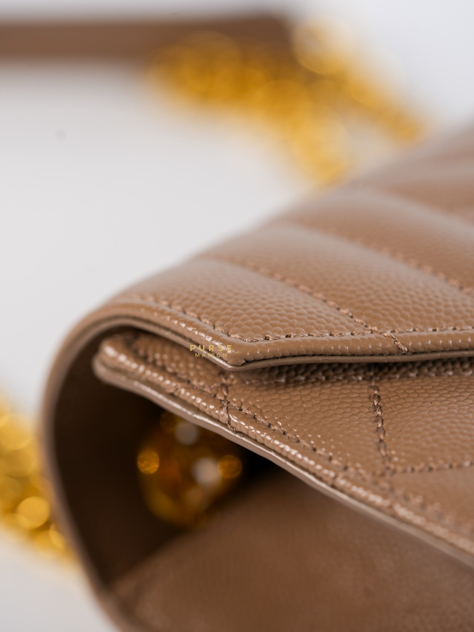 YSL Envelope Medium Bag in Mix Matelasse Grain De Poudre Embossed Dark Beige Leather | Purse Maison Luxury Bags Shop