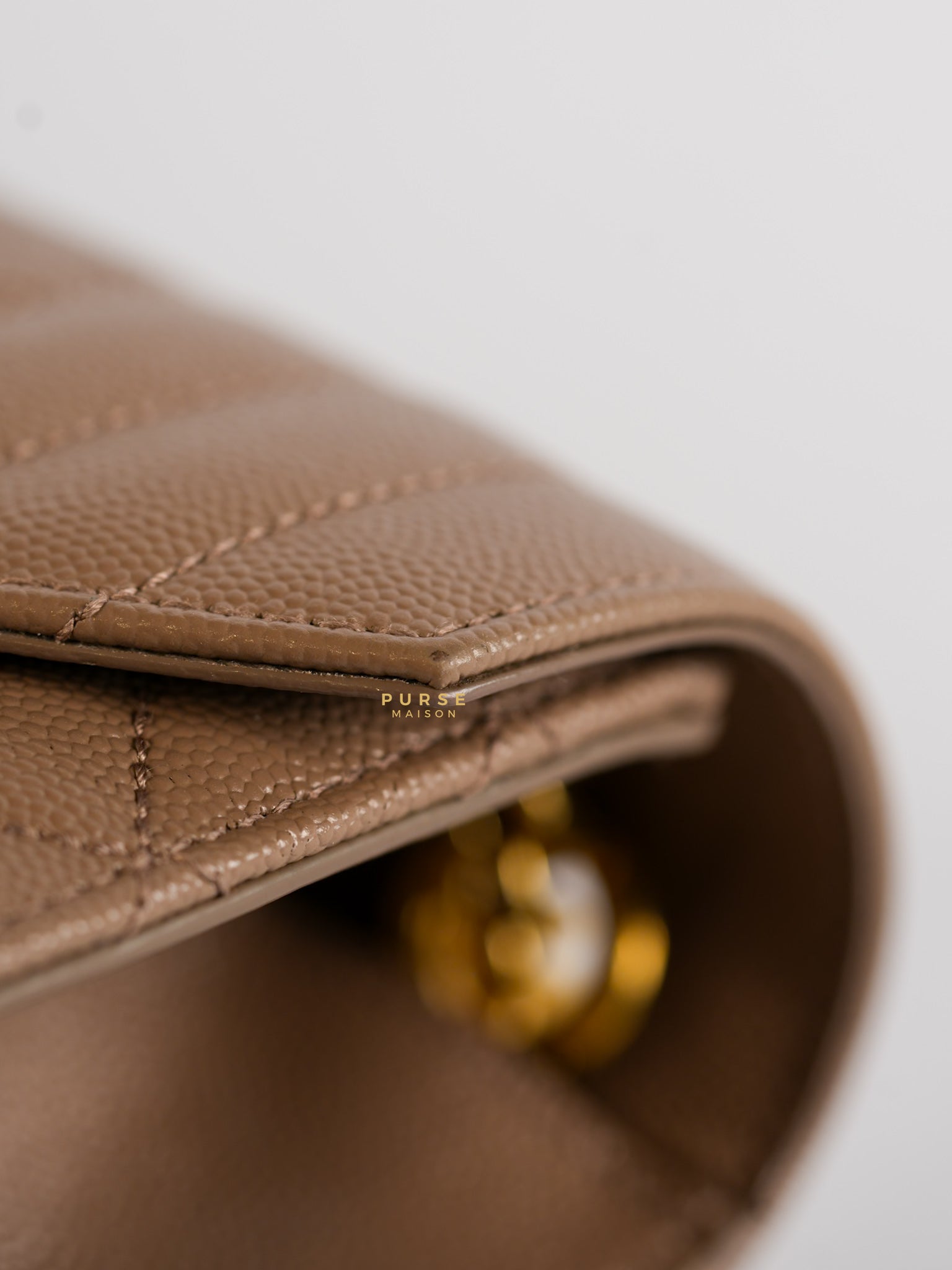 YSL Envelope Medium Bag in Mix Matelasse Grain De Poudre Embossed Dark Beige Leather | Purse Maison Luxury Bags Shop