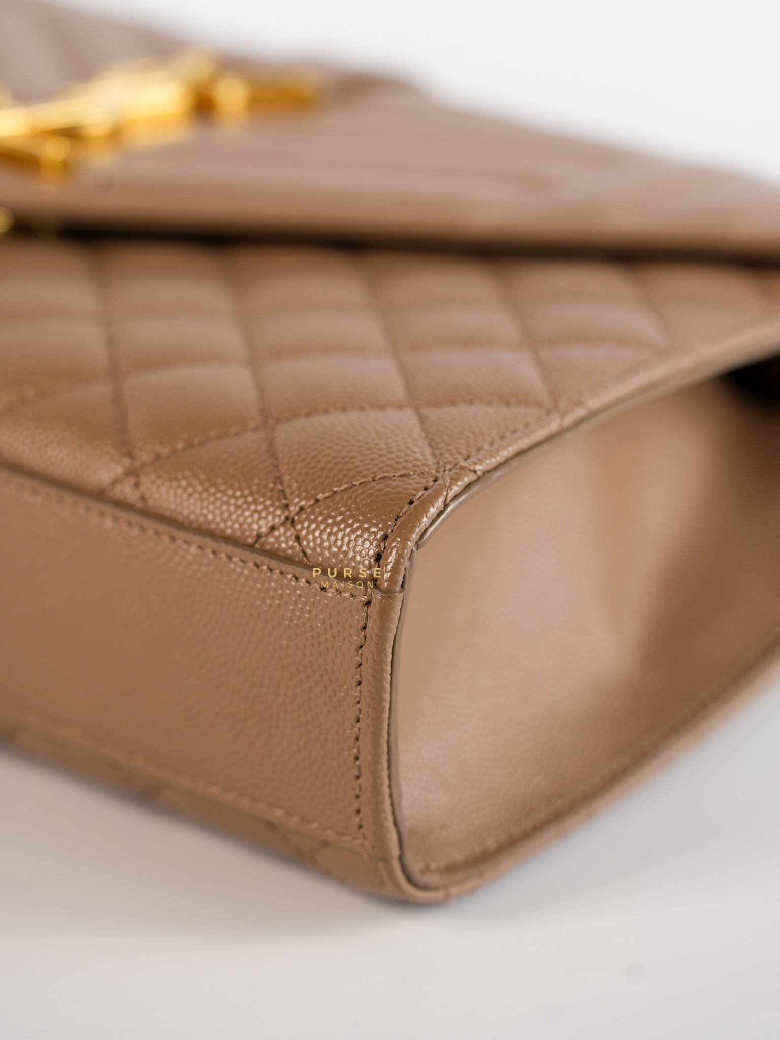 YSL Envelope Medium Bag in Mix Matelasse Grain De Poudre Embossed Dark Beige Leather | Purse Maison Luxury Bags Shop