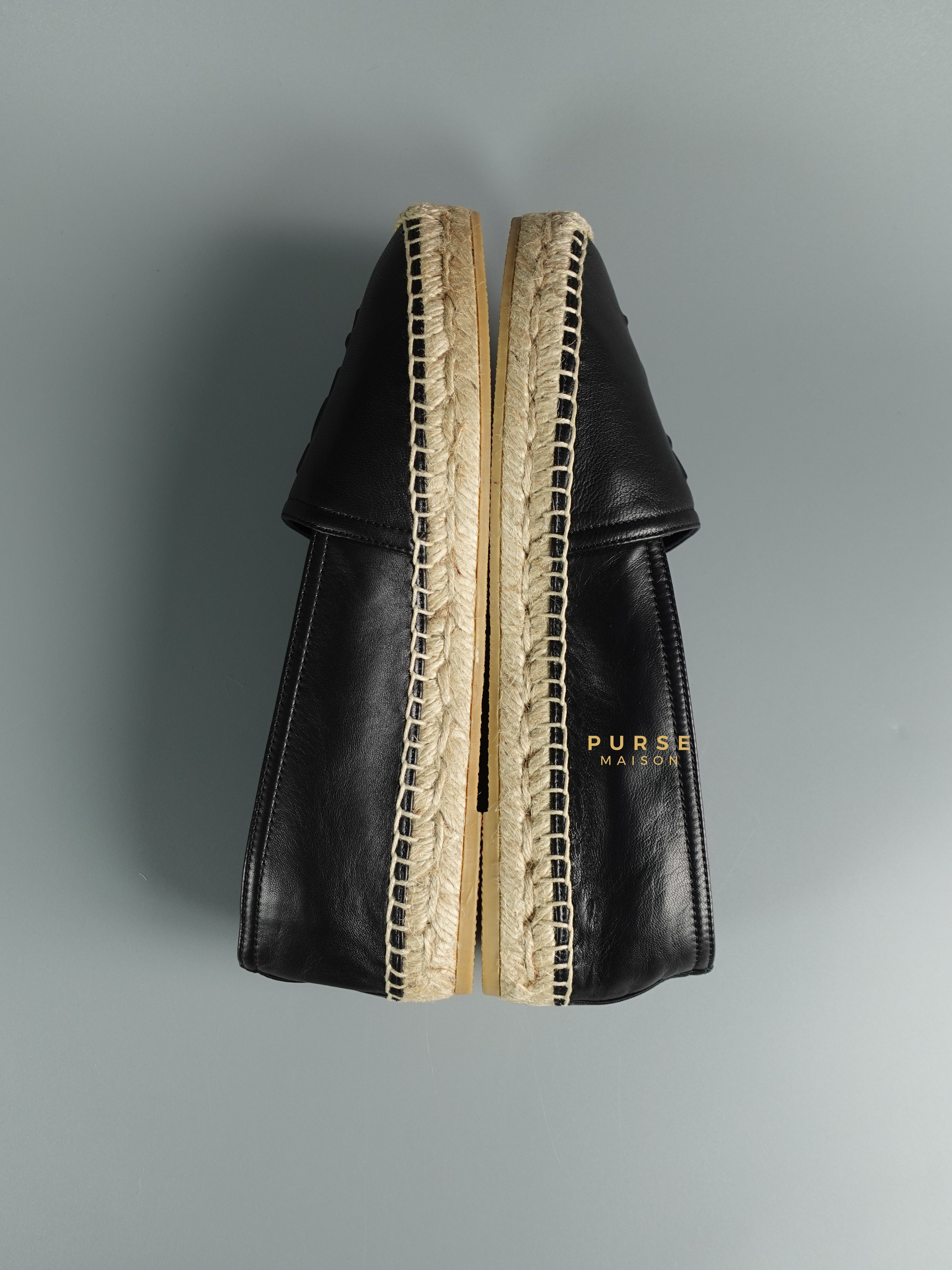 YSL Espadrilles in Black Lambskin Leather (Size 37.5 EU, 23cm) | Purse Maison Luxury Bags Shop