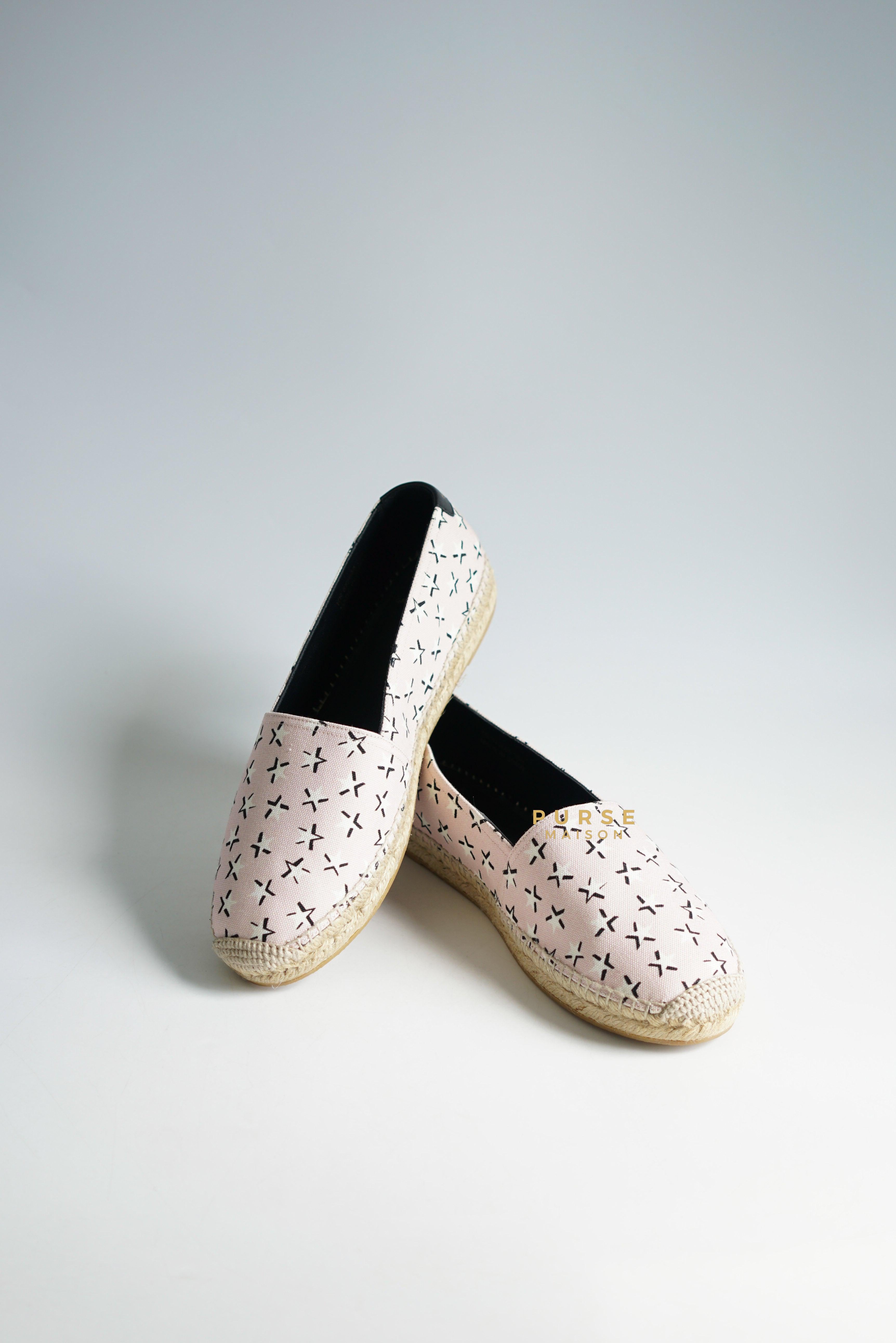 YSL Espadrilles Pink Star Fun Canvas Shoes Size 38.5 EUR (25cm) | Purse Maison Luxury Bags Shop