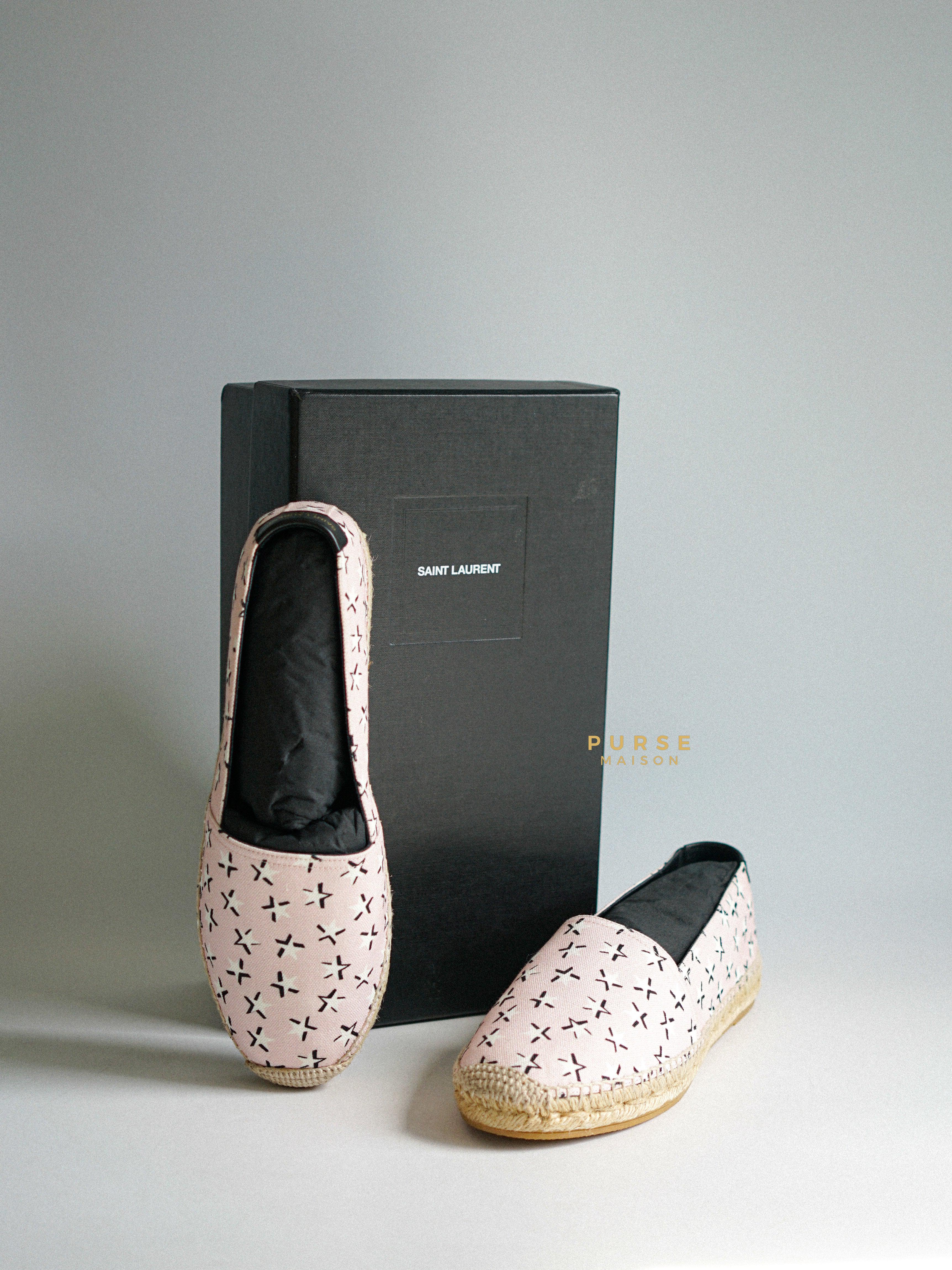 YSL Espadrilles Pink Star Fun Canvas Shoes Size 38.5 EUR (25cm) | Purse Maison Luxury Bags Shop