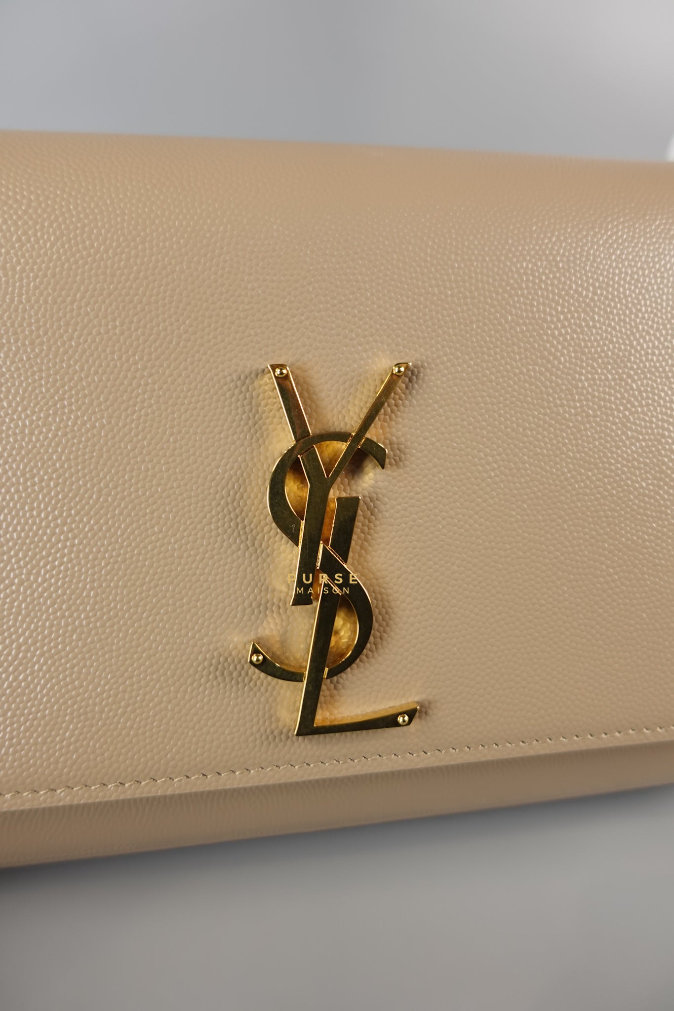 YSL Kate Medium Chain Bag in Beige Grained Calfskin | Purse Maison Luxury Bags Shop