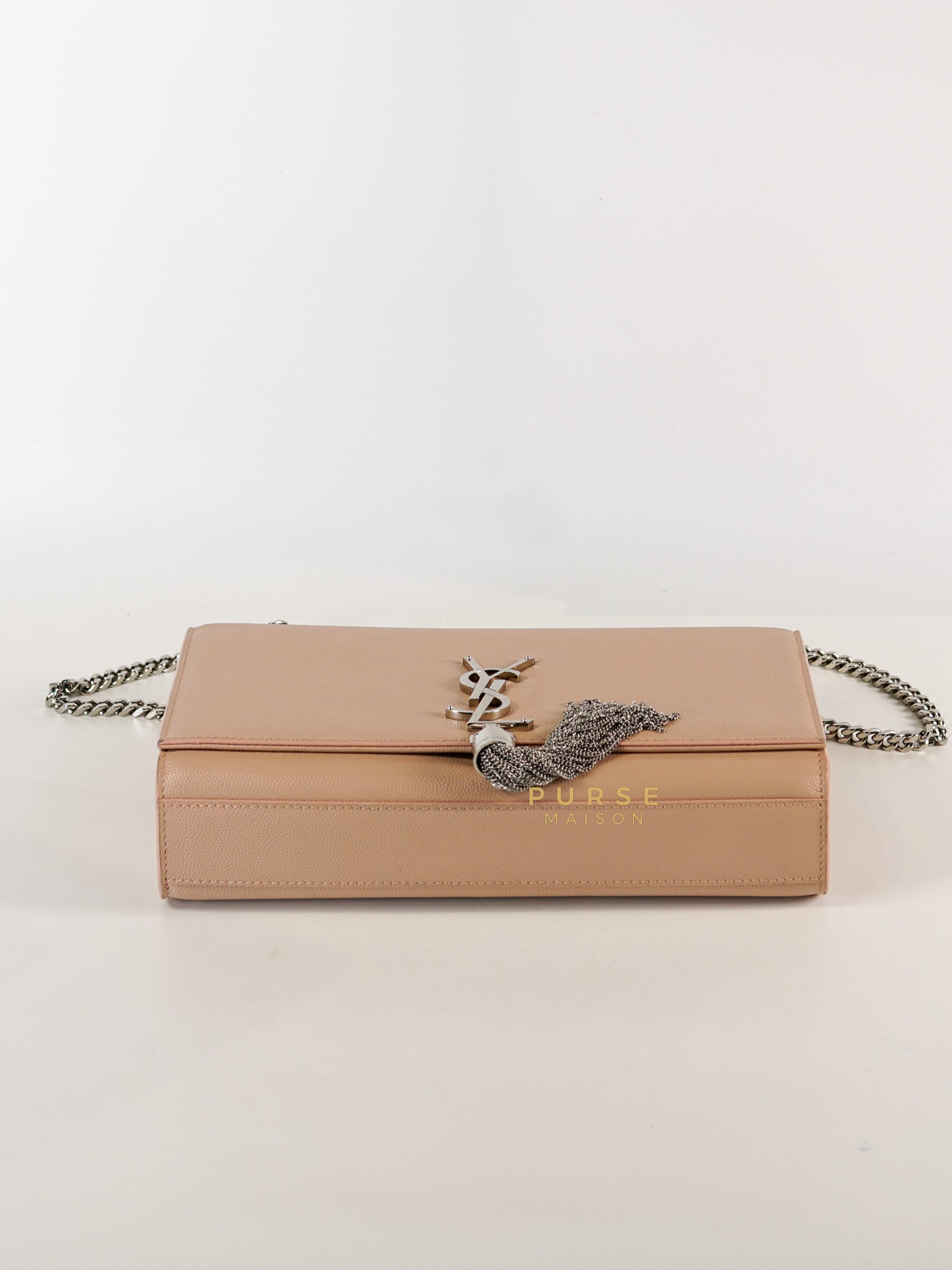 YSL Kate Small Grained Calfskin Leather Light Pink Silver Hardware | Purse Maison Luxury Bags Shop