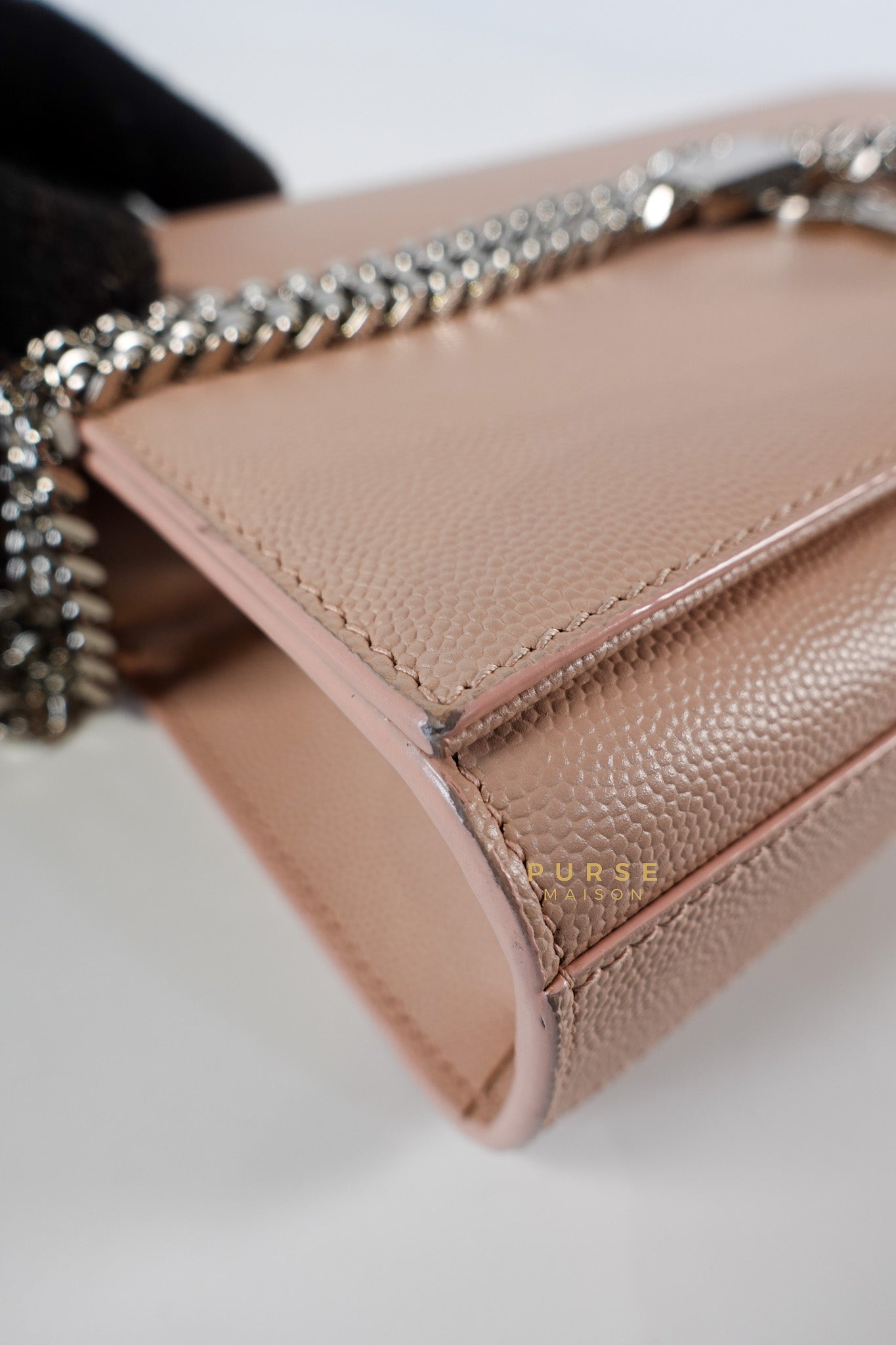 YSL Kate Small Grained Calfskin Leather Light Pink Silver Hardware | Purse Maison Luxury Bags Shop