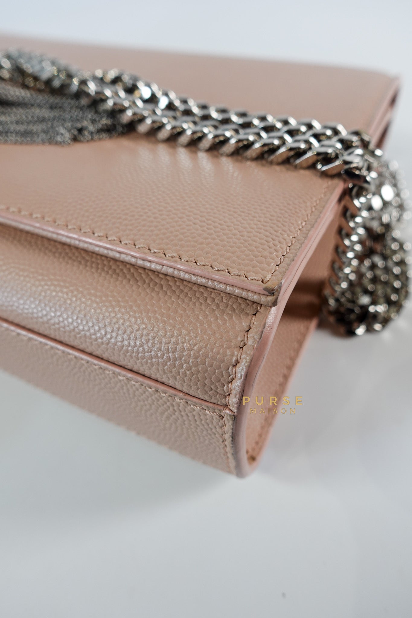 YSL Kate Small Grained Calfskin Leather Light Pink Silver Hardware | Purse Maison Luxury Bags Shop