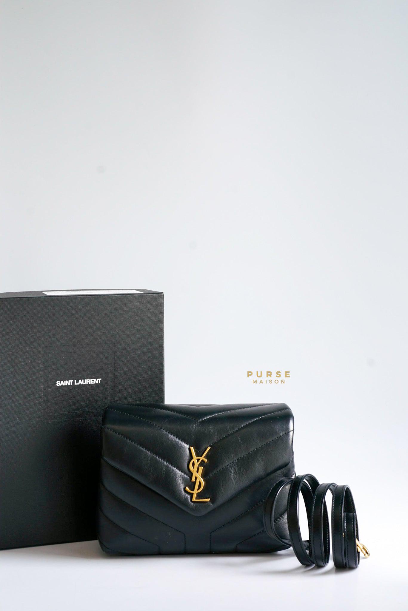YSL LouLou Toy in Matellase Y Nero Leather and Gold Hardware