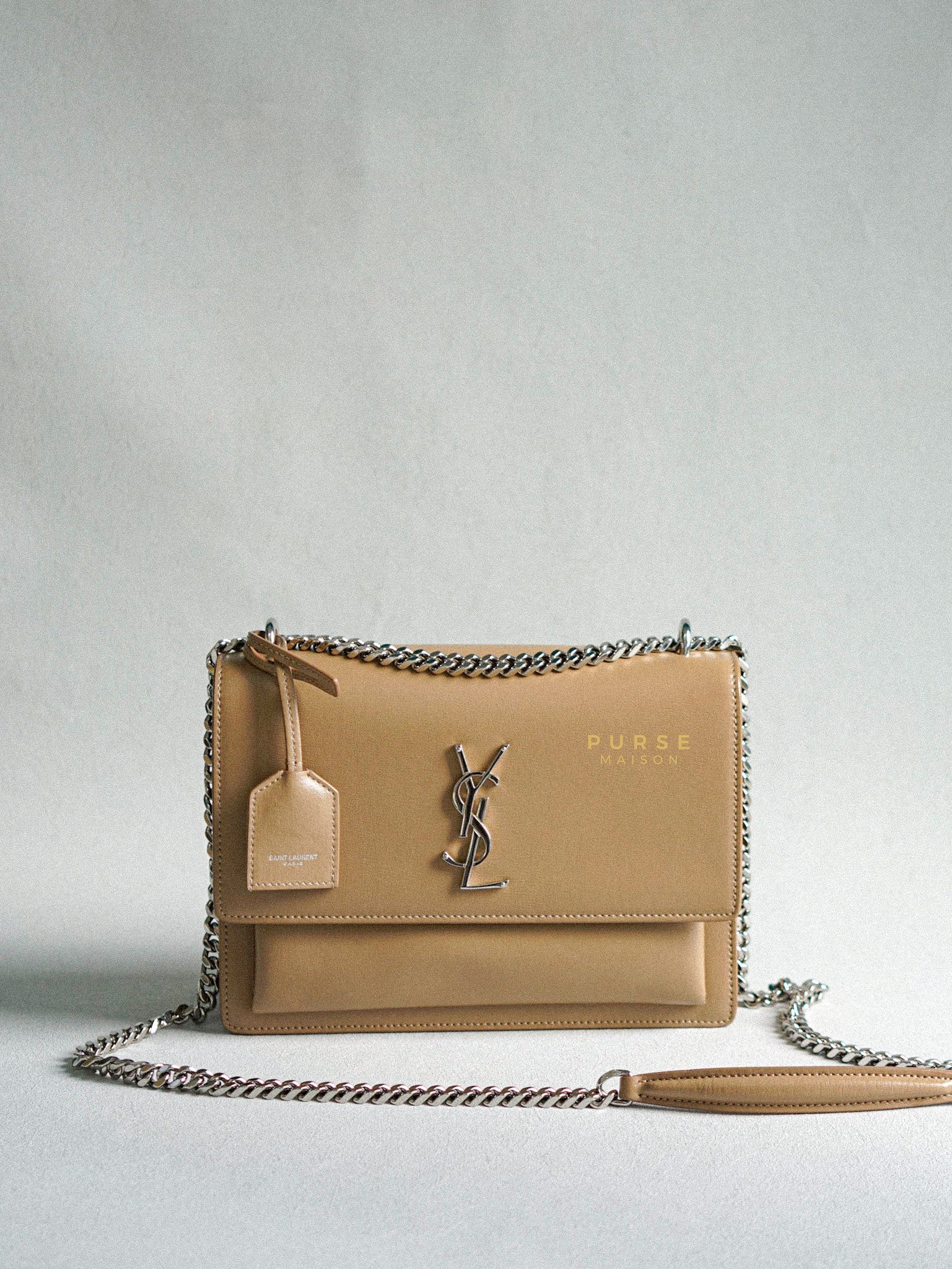YSL Sunset Dark Beige Medium Smooth Leather | Purse Maison Luxury Bags Shop