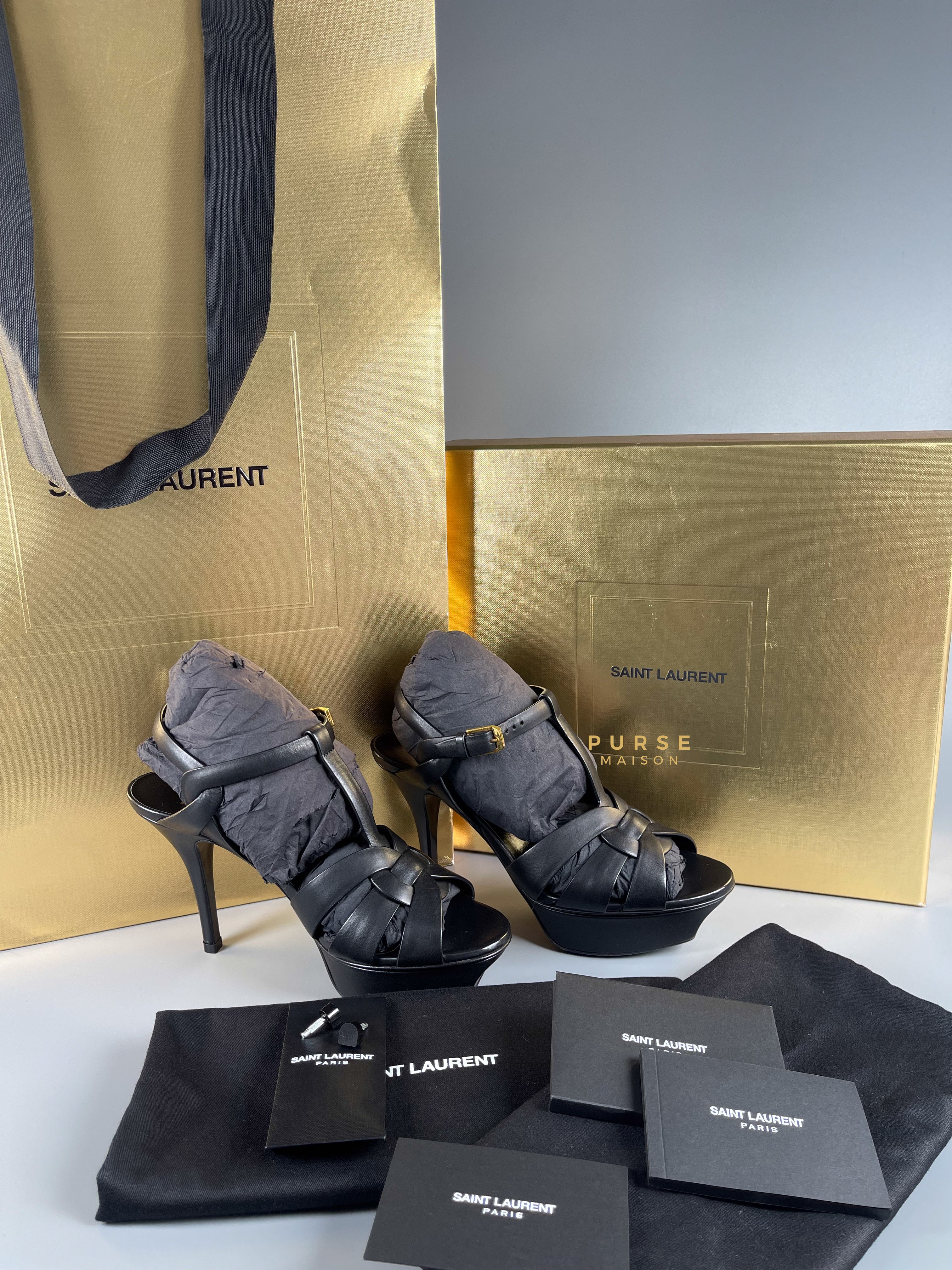 YSL Tribute Black High Heels Sandals (Size 35.5 EU, 23cm) | Purse Maison Luxury Bags Shop