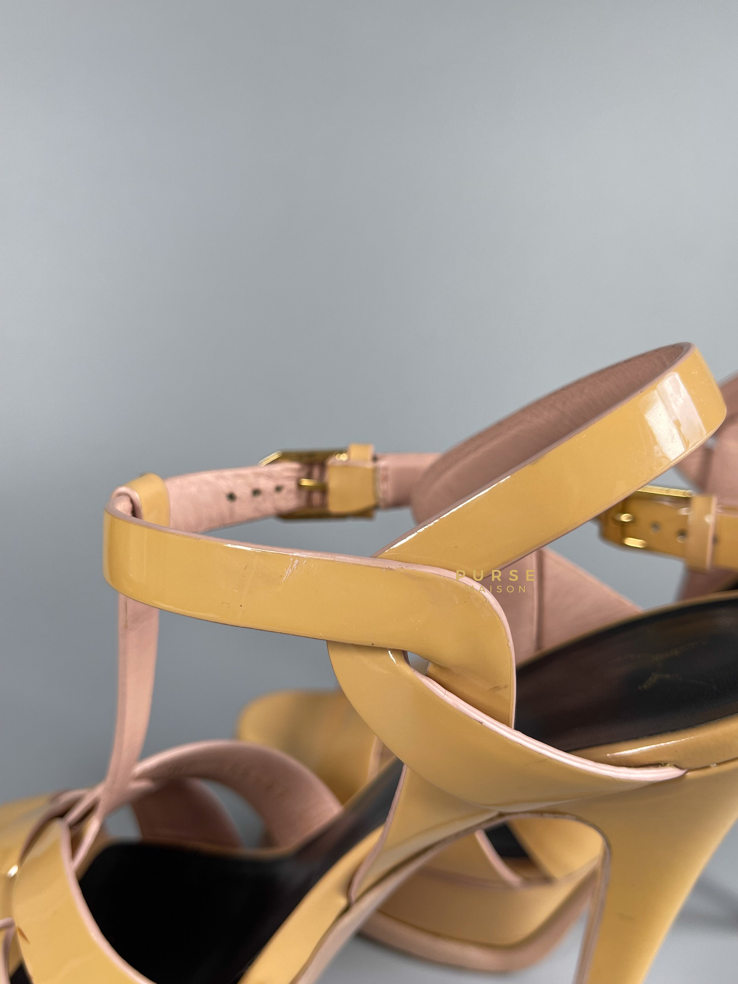 YSL Tribute Black Yellow High Heels Sandals (Size 36 EU, 24cm) | Purse Maison Luxury Bags Shop