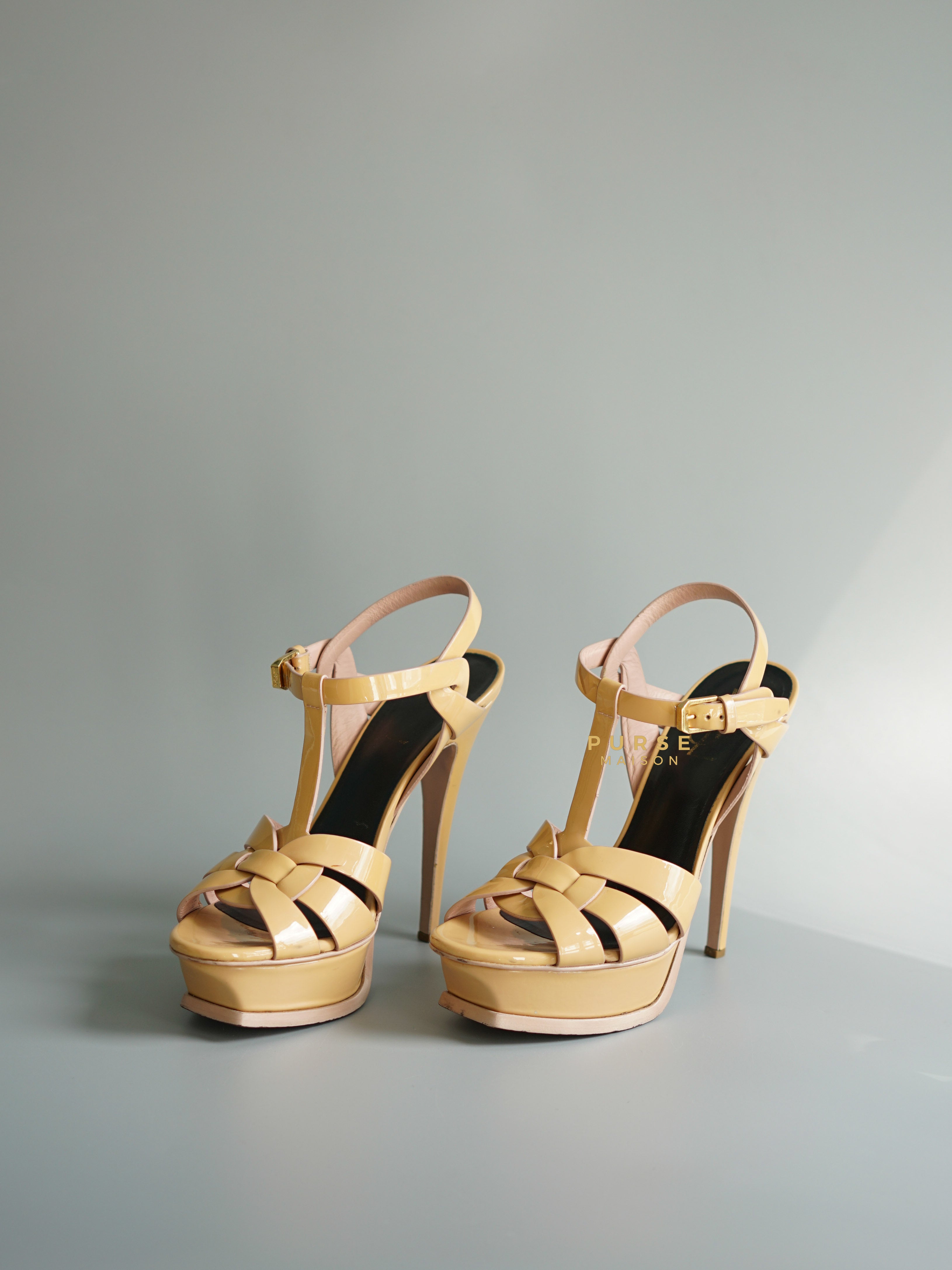 YSL Tribute Black Yellow High Heels Sandals (Size 36 EU, 24cm) | Purse Maison Luxury Bags Shop