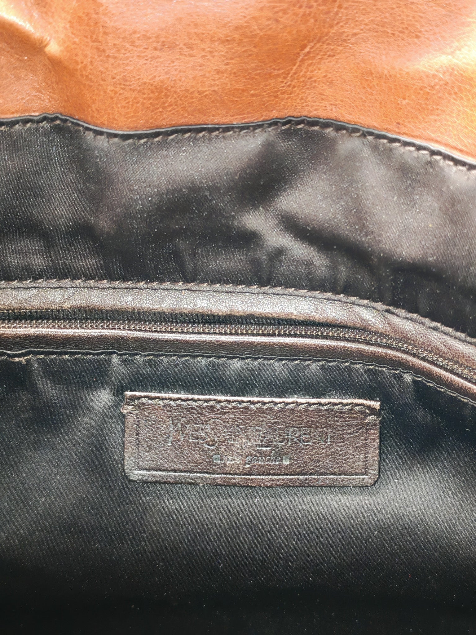 Yves Saint Laurent Rive Gauche in Brown Cowhide Leather Tote Bag
