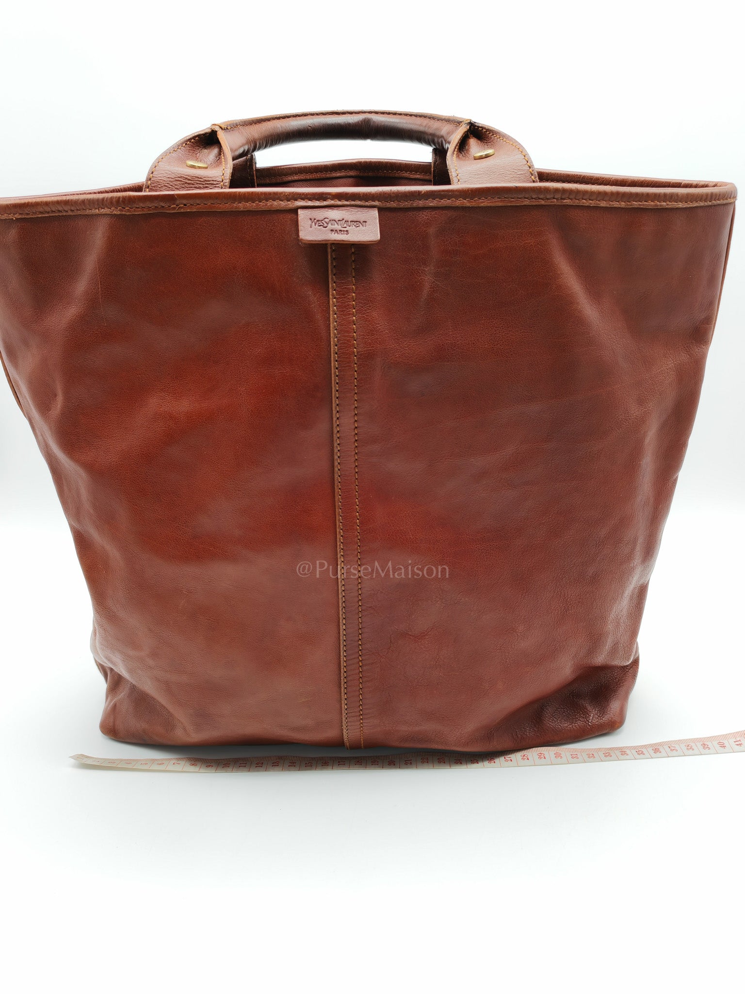 Yves Saint Laurent Rive Gauche in Brown Cowhide Leather Tote Bag