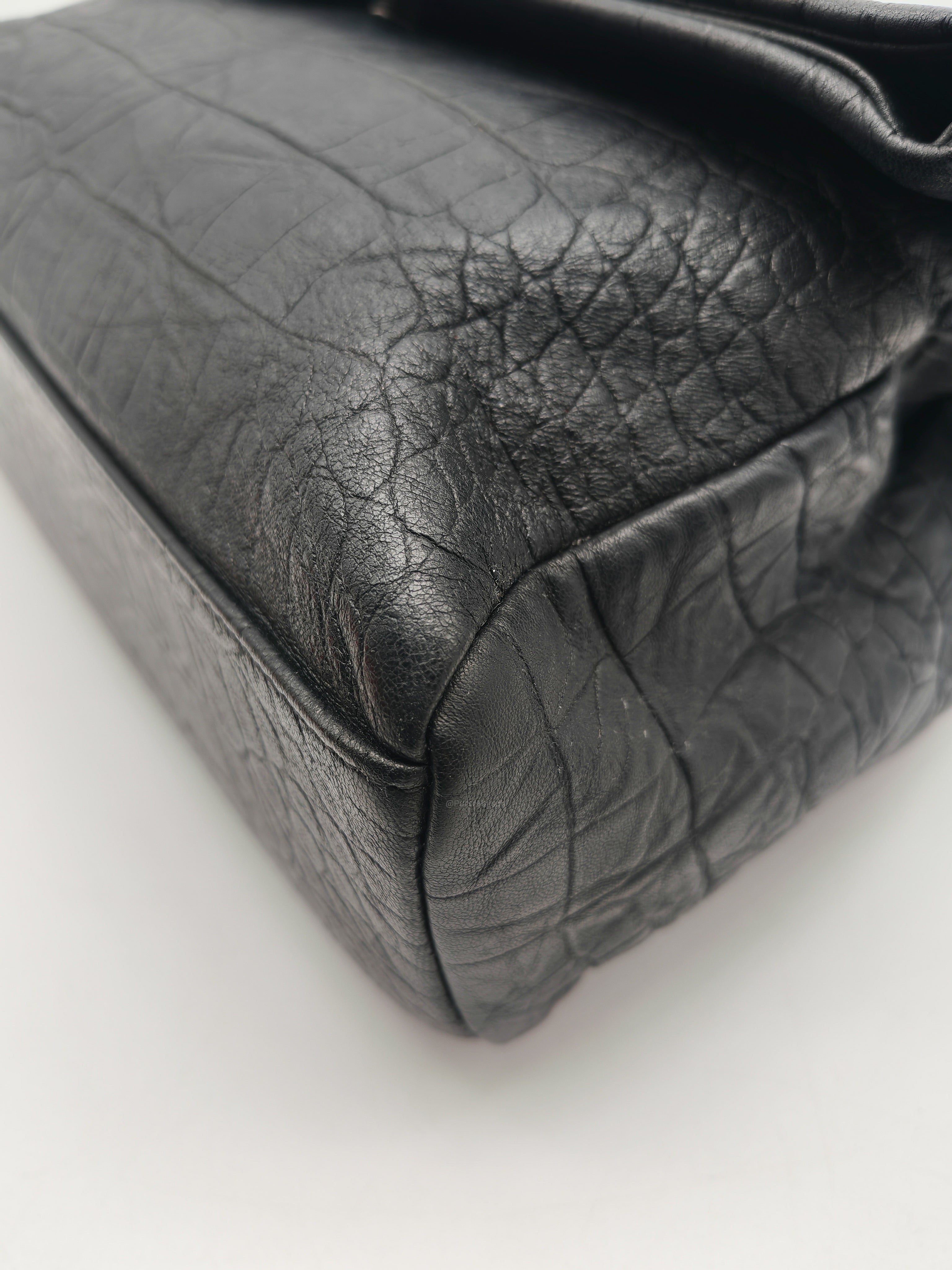 Yves Saint Laurent Medium West Hollywood Monogram Fold-over in Black Crocodile-Embossed Calfskin Leather Crossbody Bag