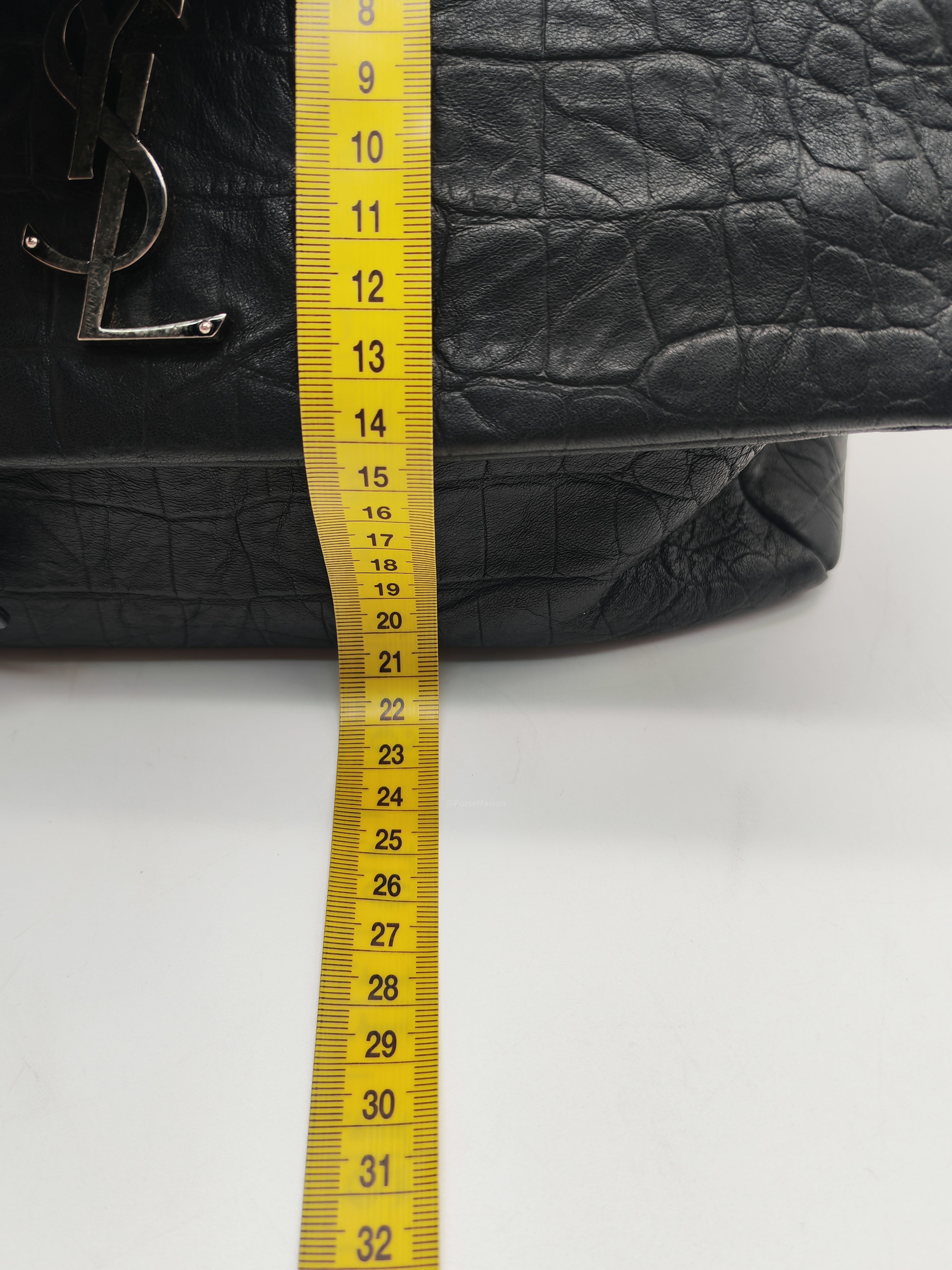 Yves Saint Laurent Medium West Hollywood Monogram Fold-over in Black Crocodile-Embossed Calfskin Leather Crossbody Bag