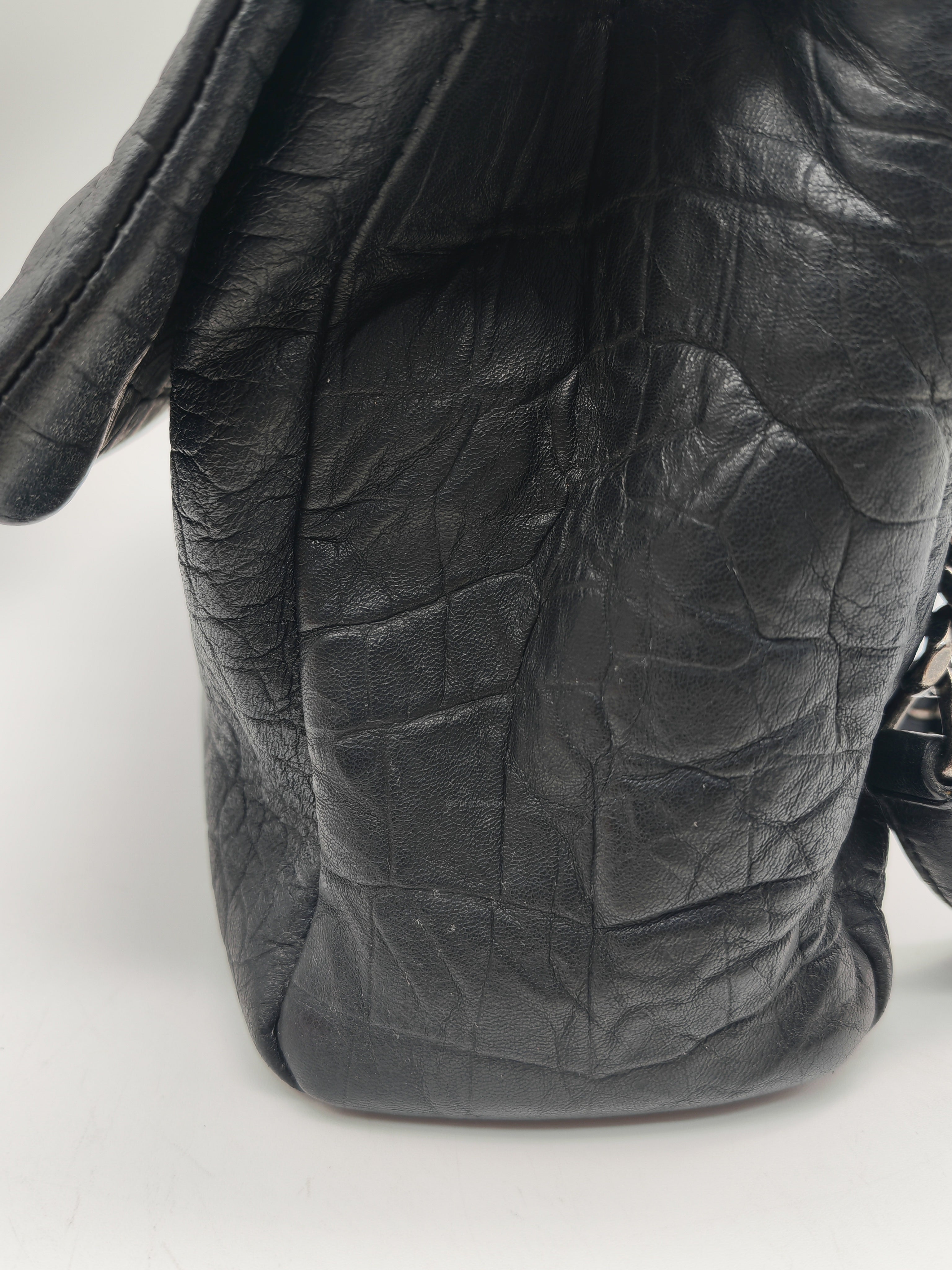 Yves Saint Laurent Medium West Hollywood Monogram Fold-over in Black Crocodile-Embossed Calfskin Leather Crossbody Bag
